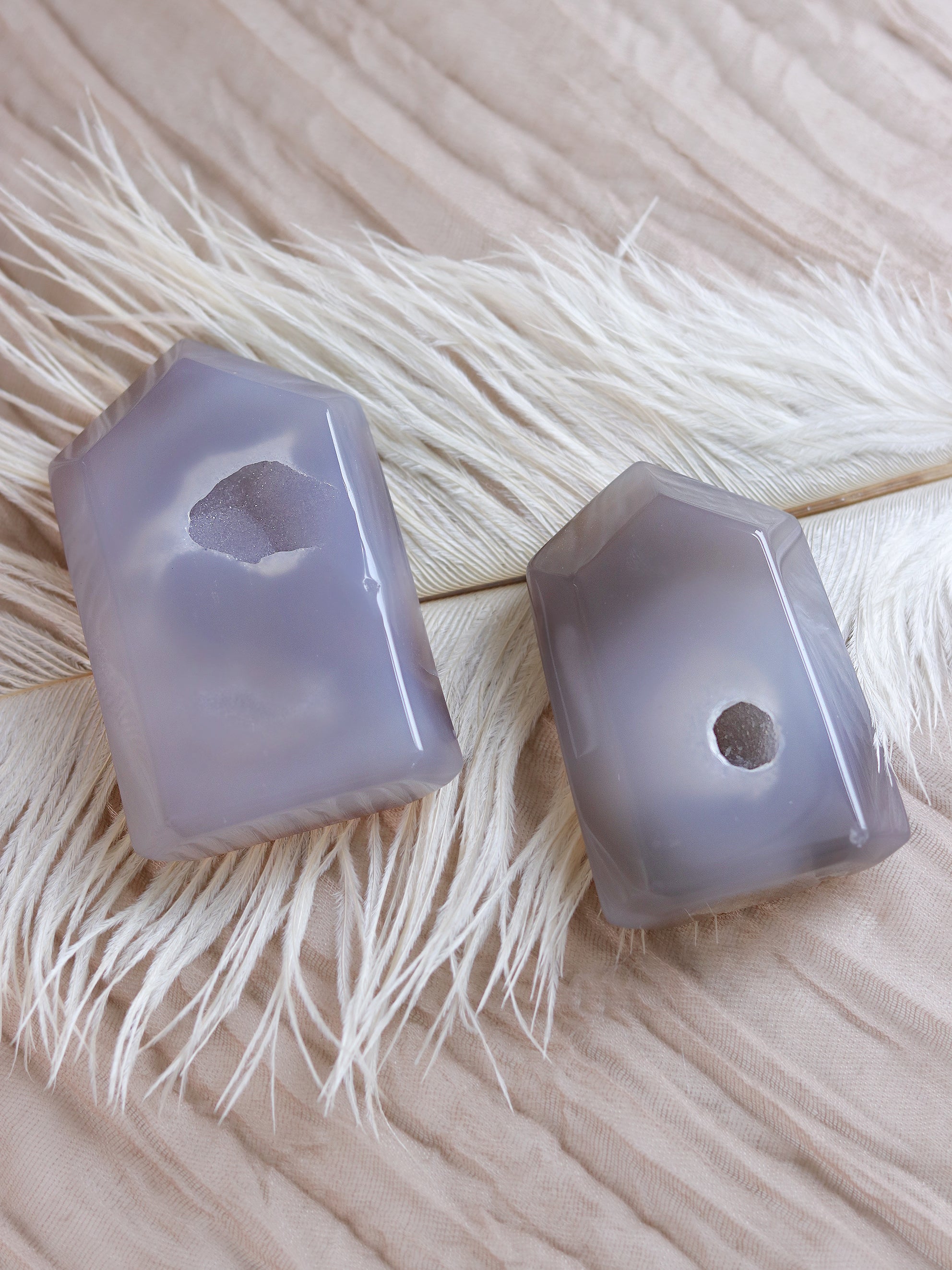 Blue Banded Agate Geode Tower