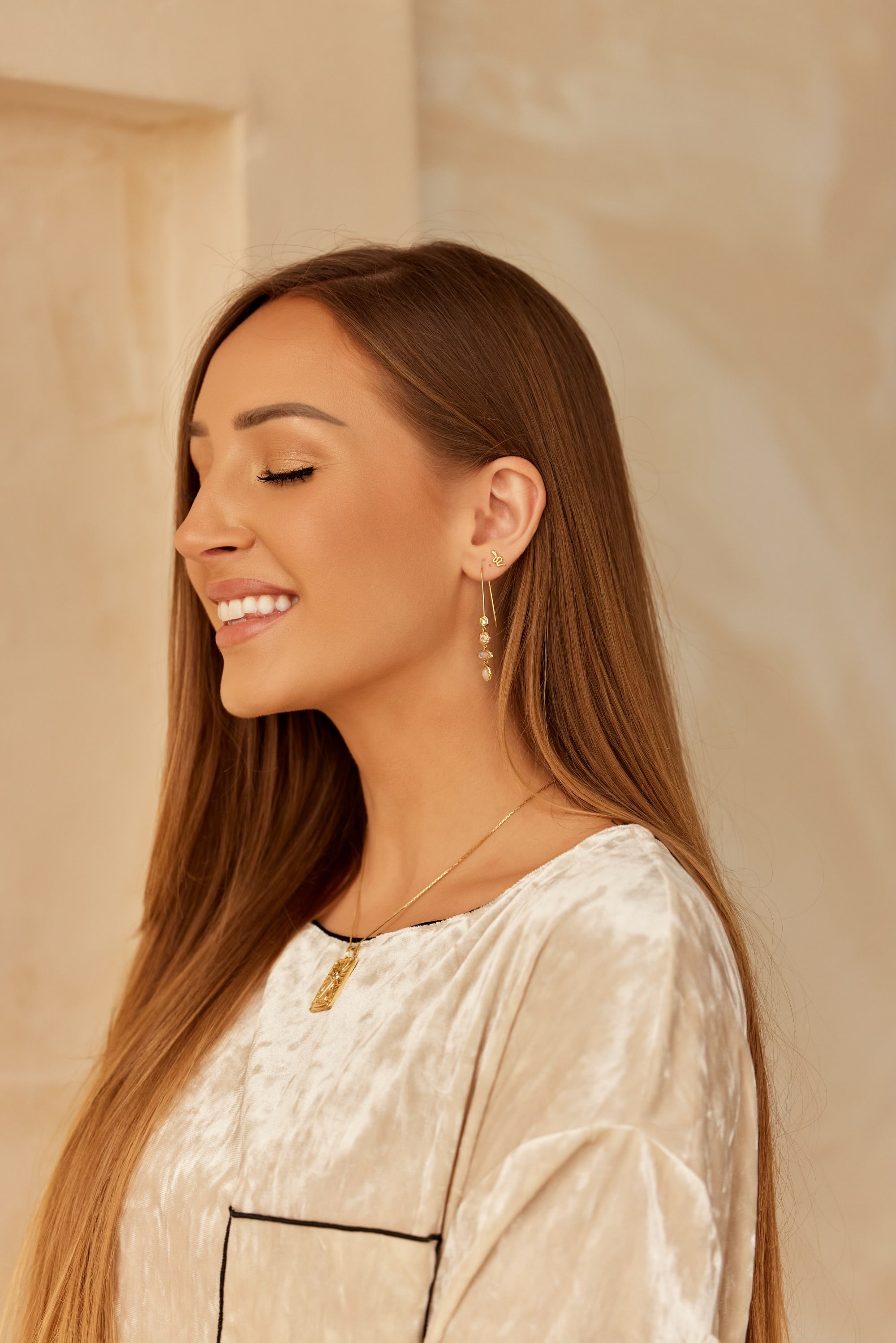 Hammered Rainbow Moonstone Earrings