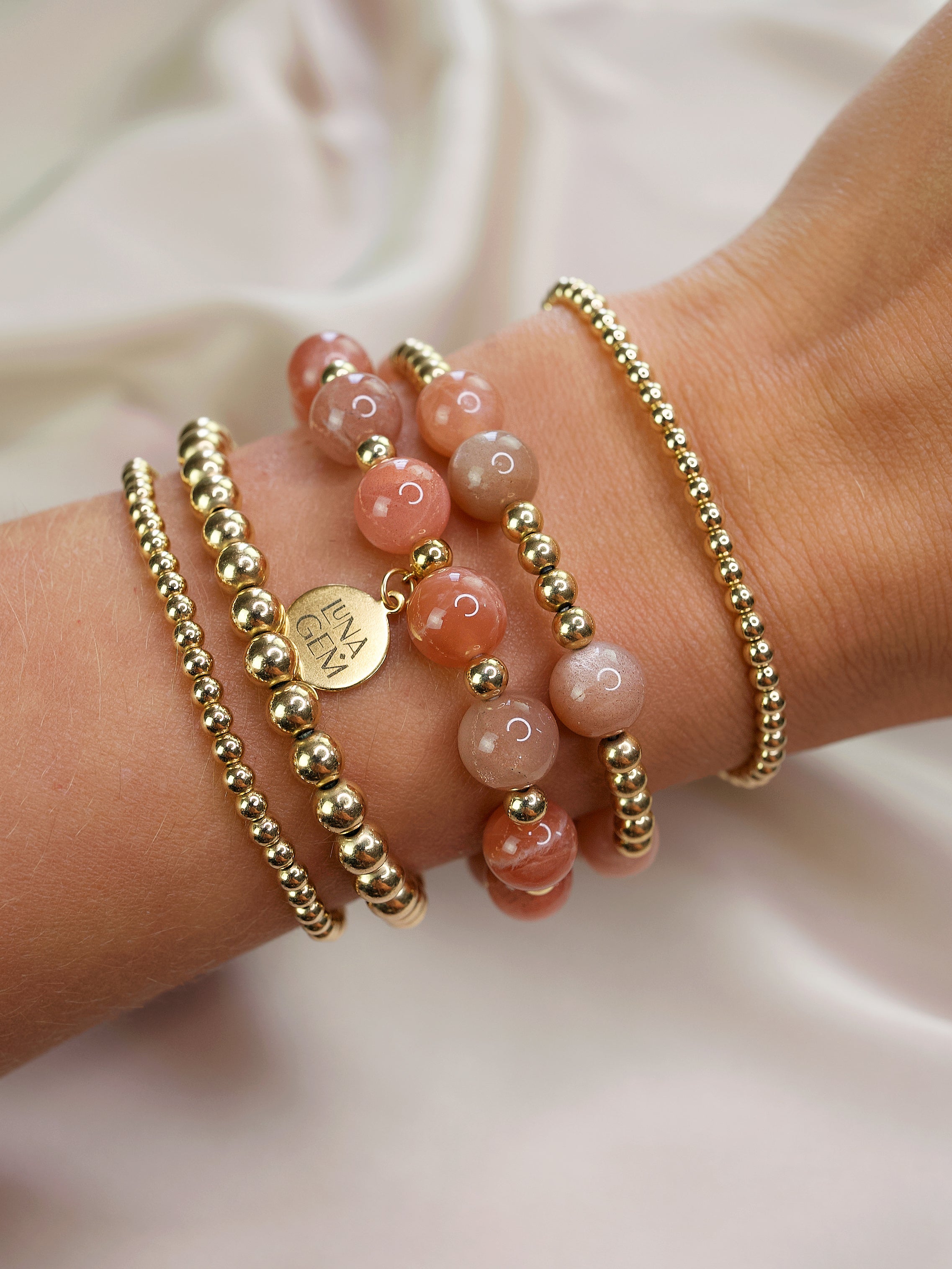 Peach Moonstone Orbital Bracelet