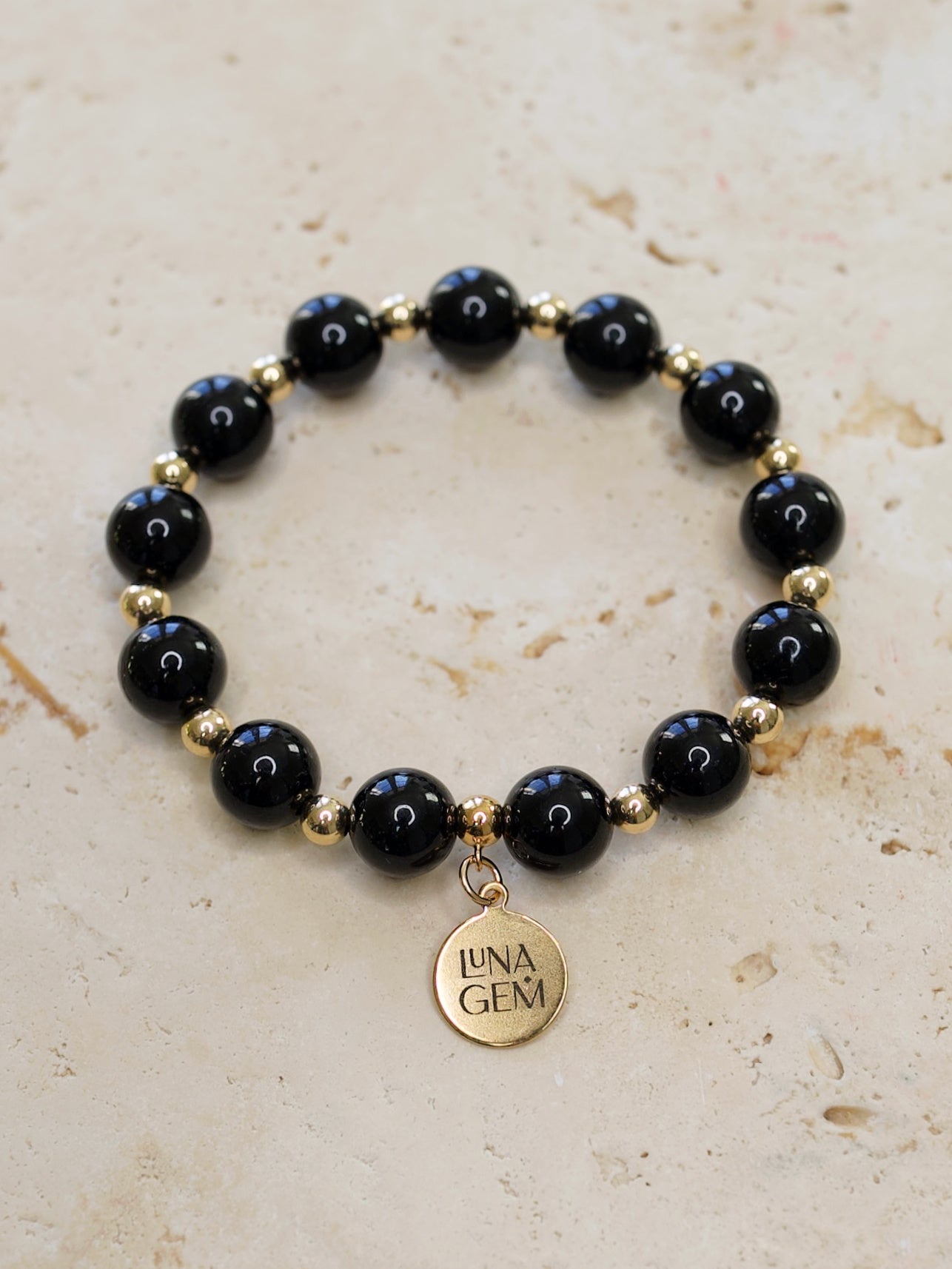Black Tourmaline Charmed Satellite Bracelet