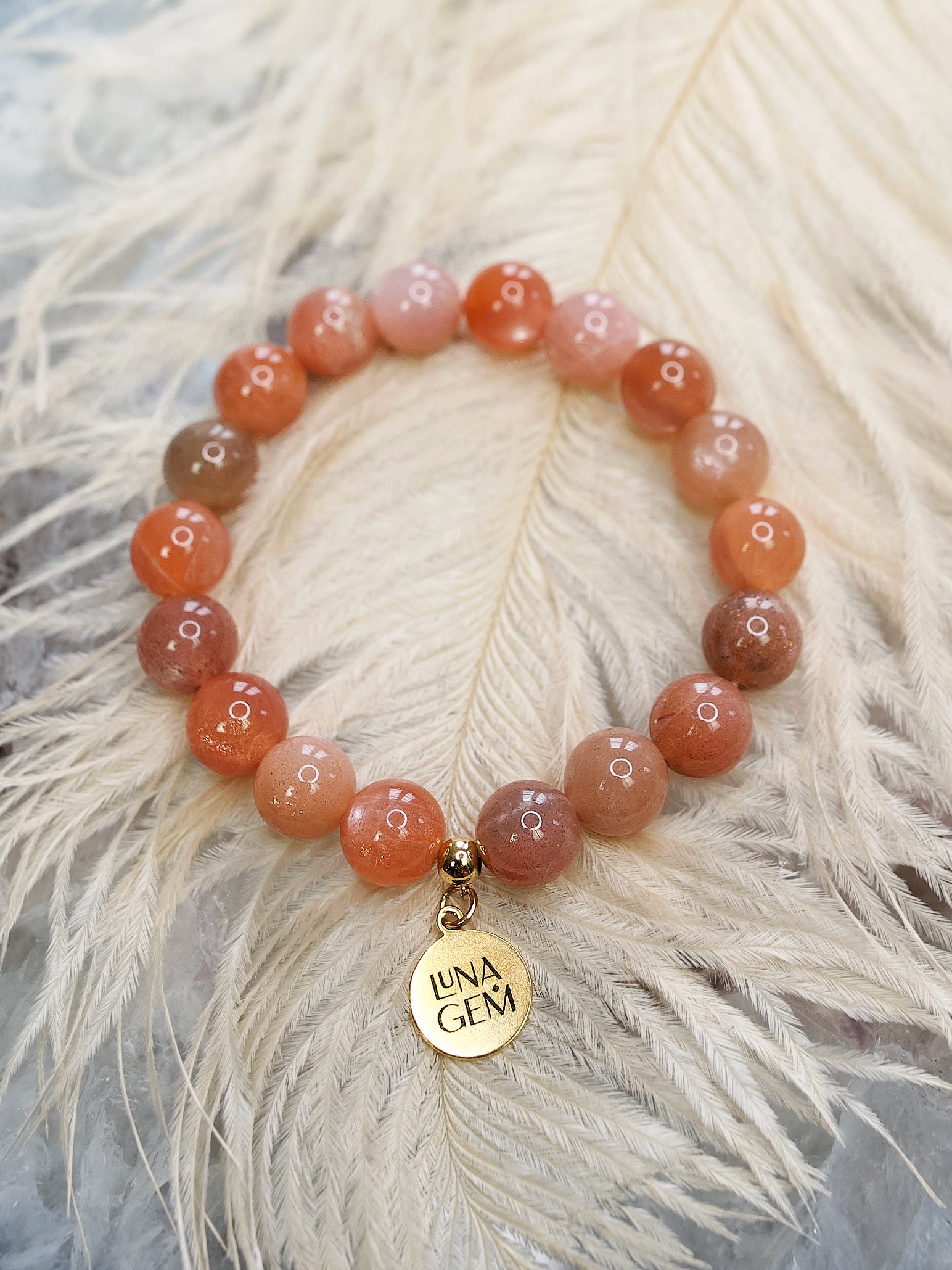 Peach Moonstone Charmed Bracelet