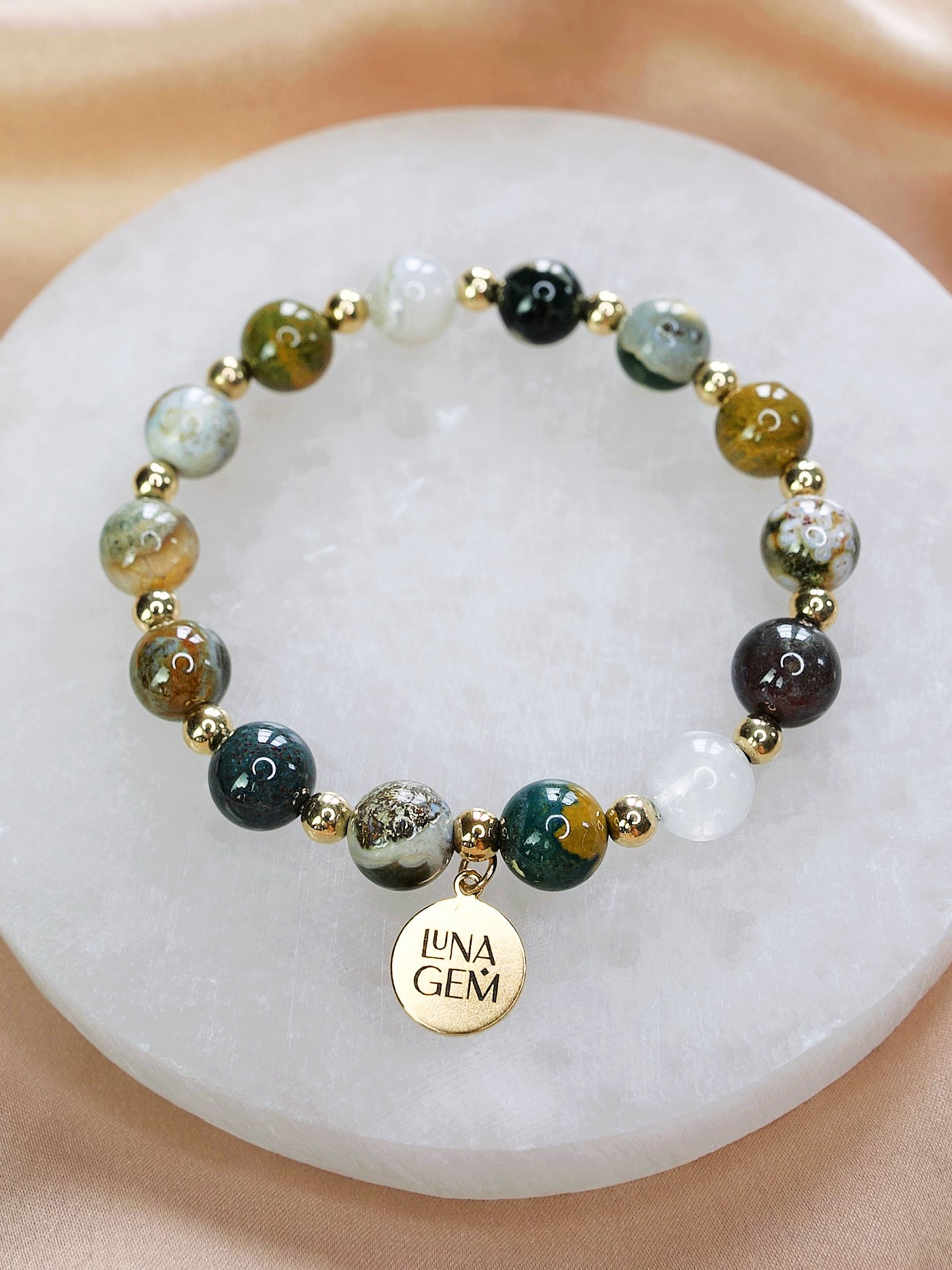 Ocean Jasper Charmed Satellite Bracelet
