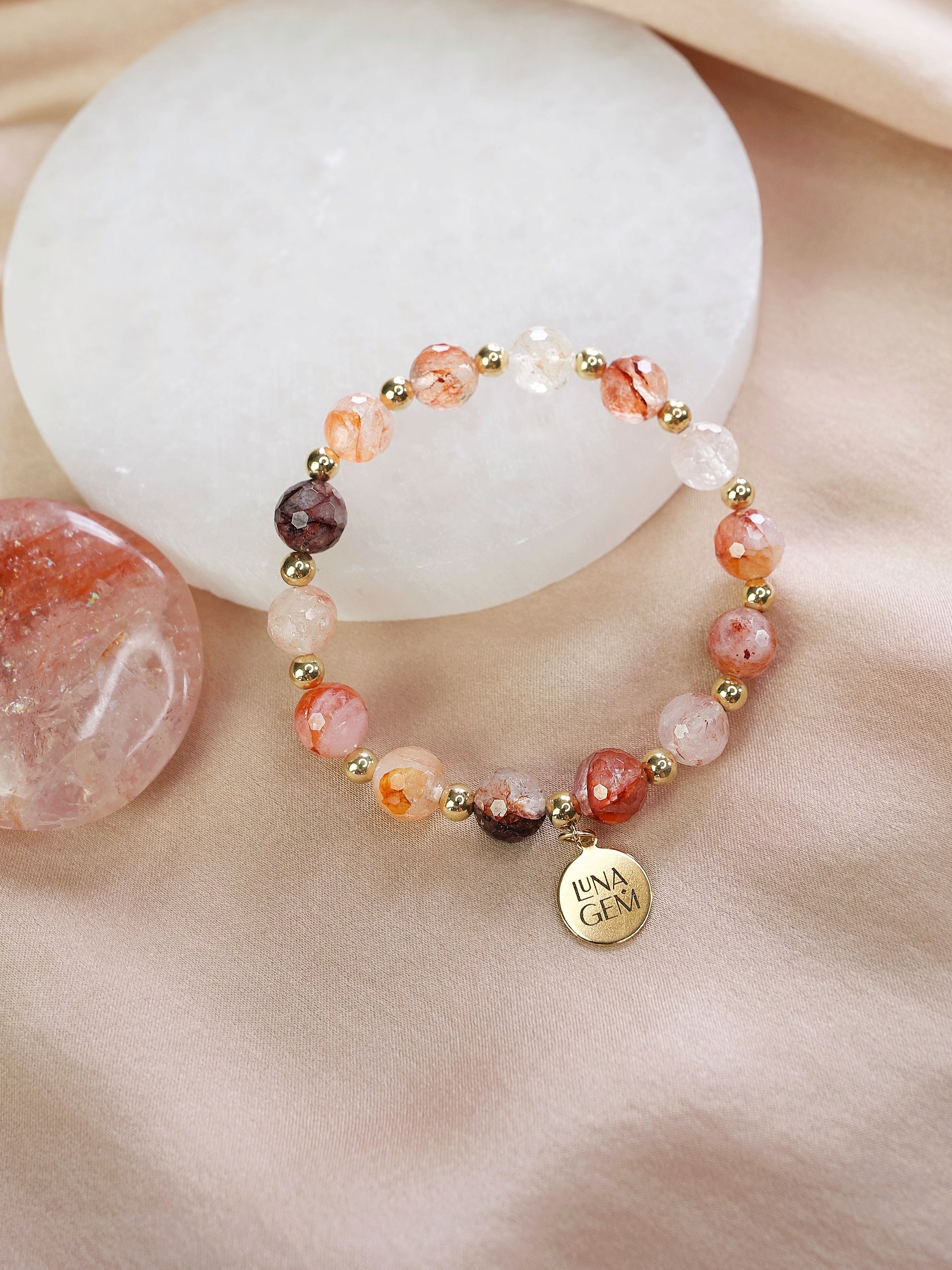 Fire Quartz Faceted Charmed Satellite Bracelet (Limited Edition)