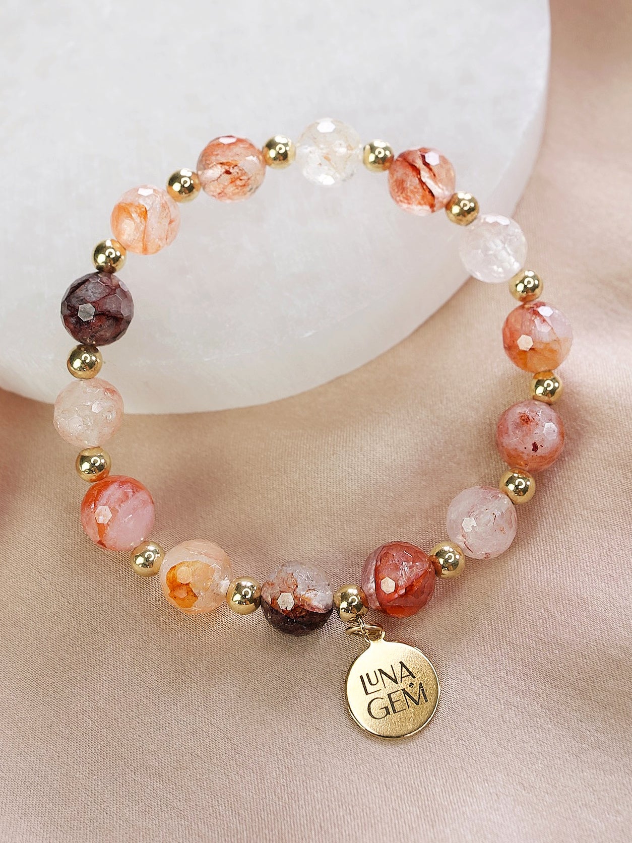 Fire Quartz Faceted Charmed Satellite Bracelet (Limited Edition)