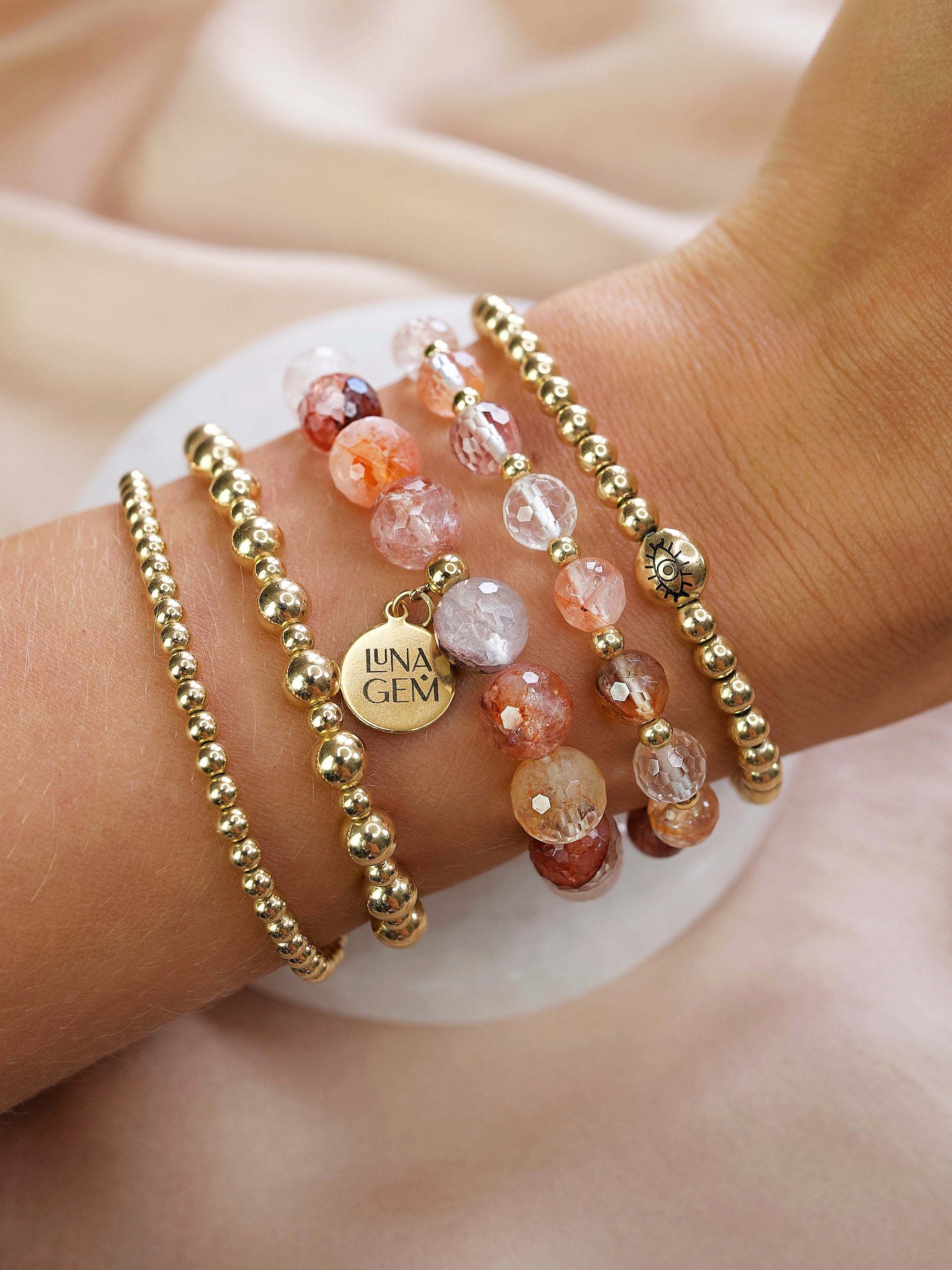 Fire Quartz Faceted Charmed Bracelet (Limited Edition)