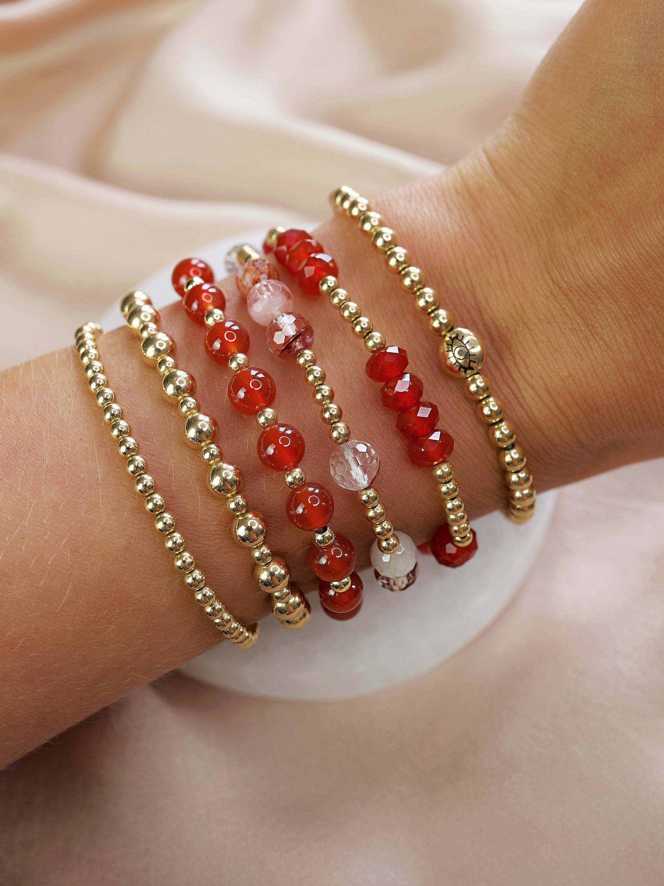 Carnelian Faceted Mini Orbital Bracelet