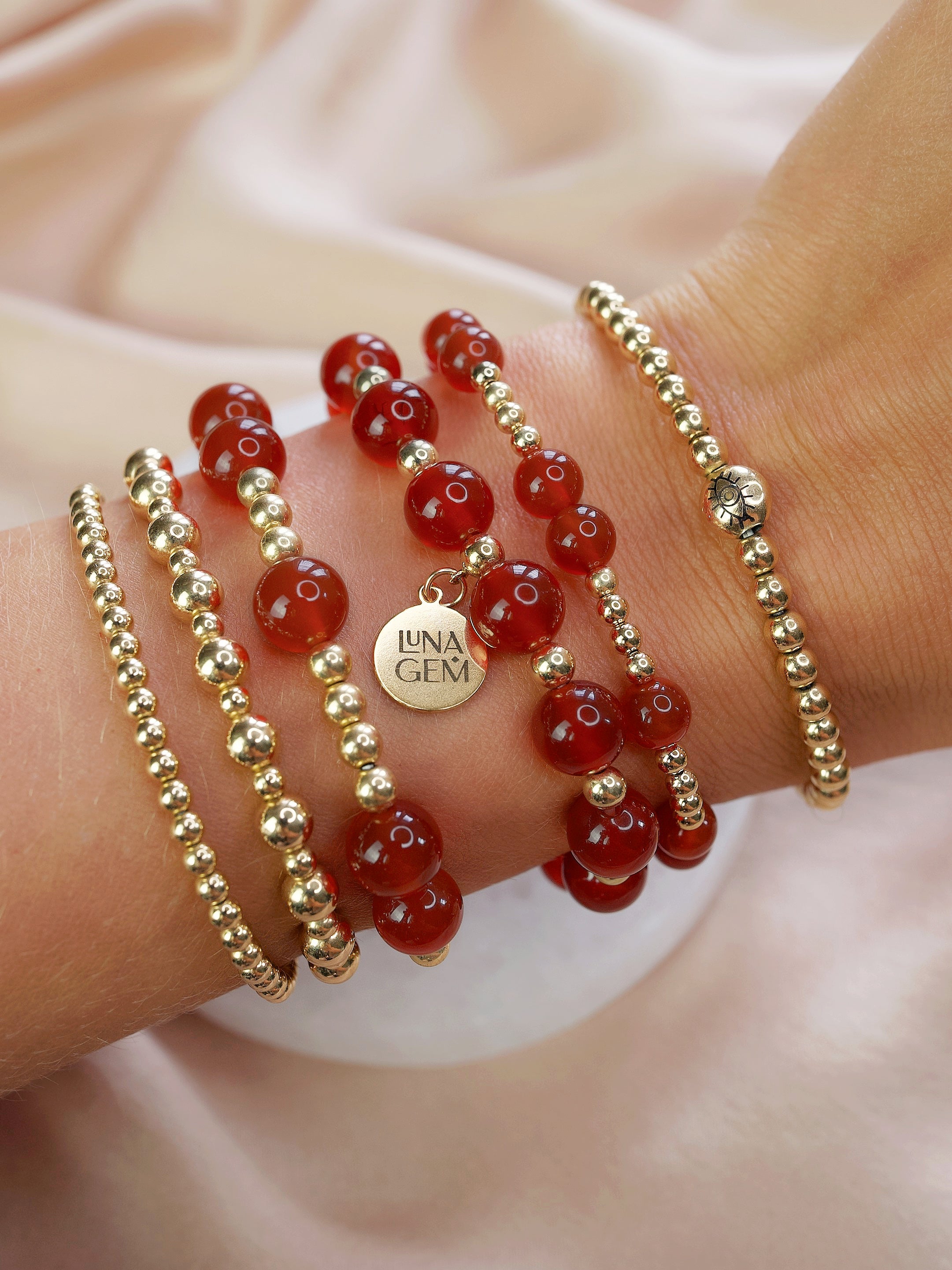 Carnelian Charmed Satellite Bracelet