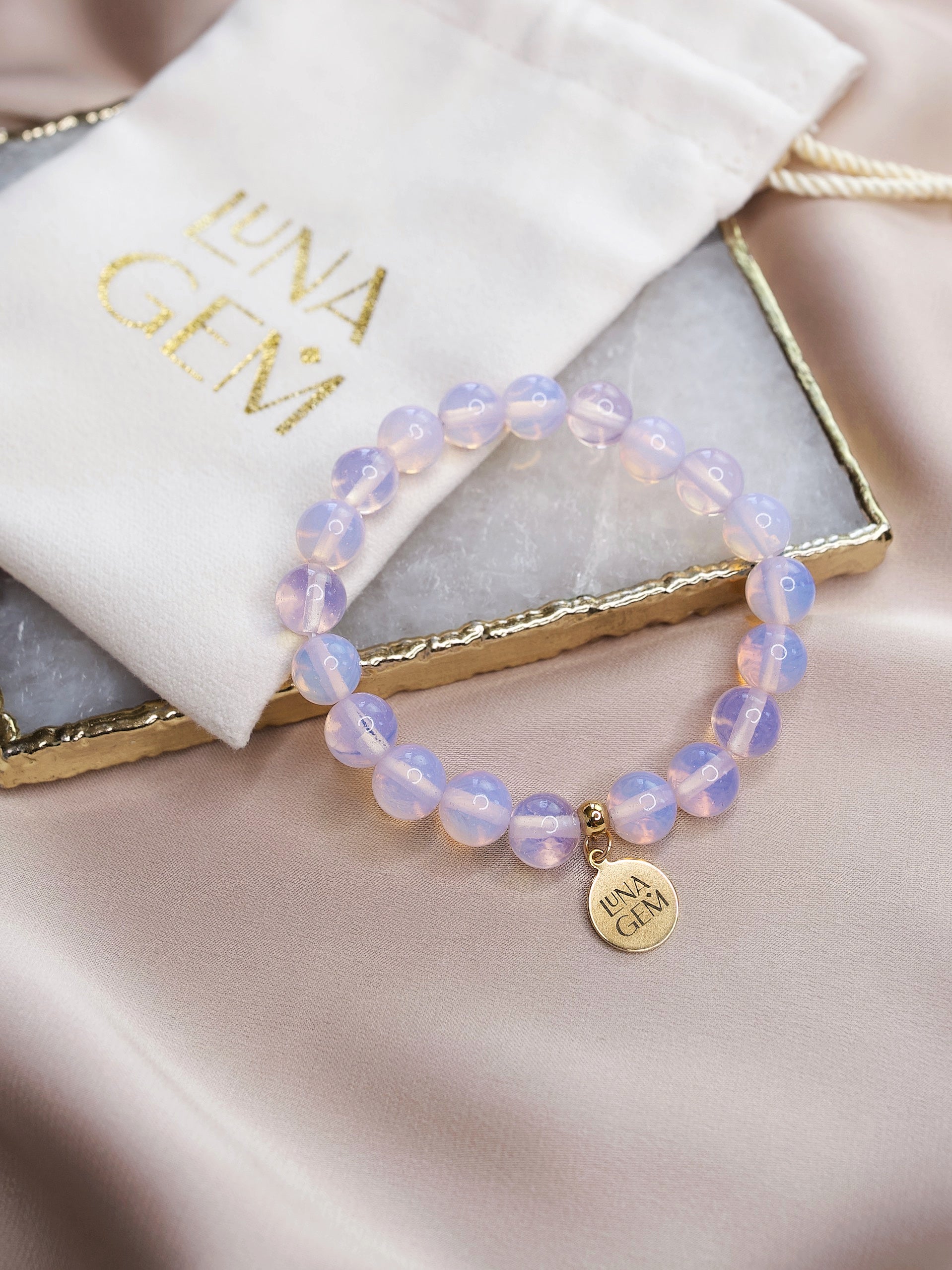 Pink Opalite Charmed Bracelet