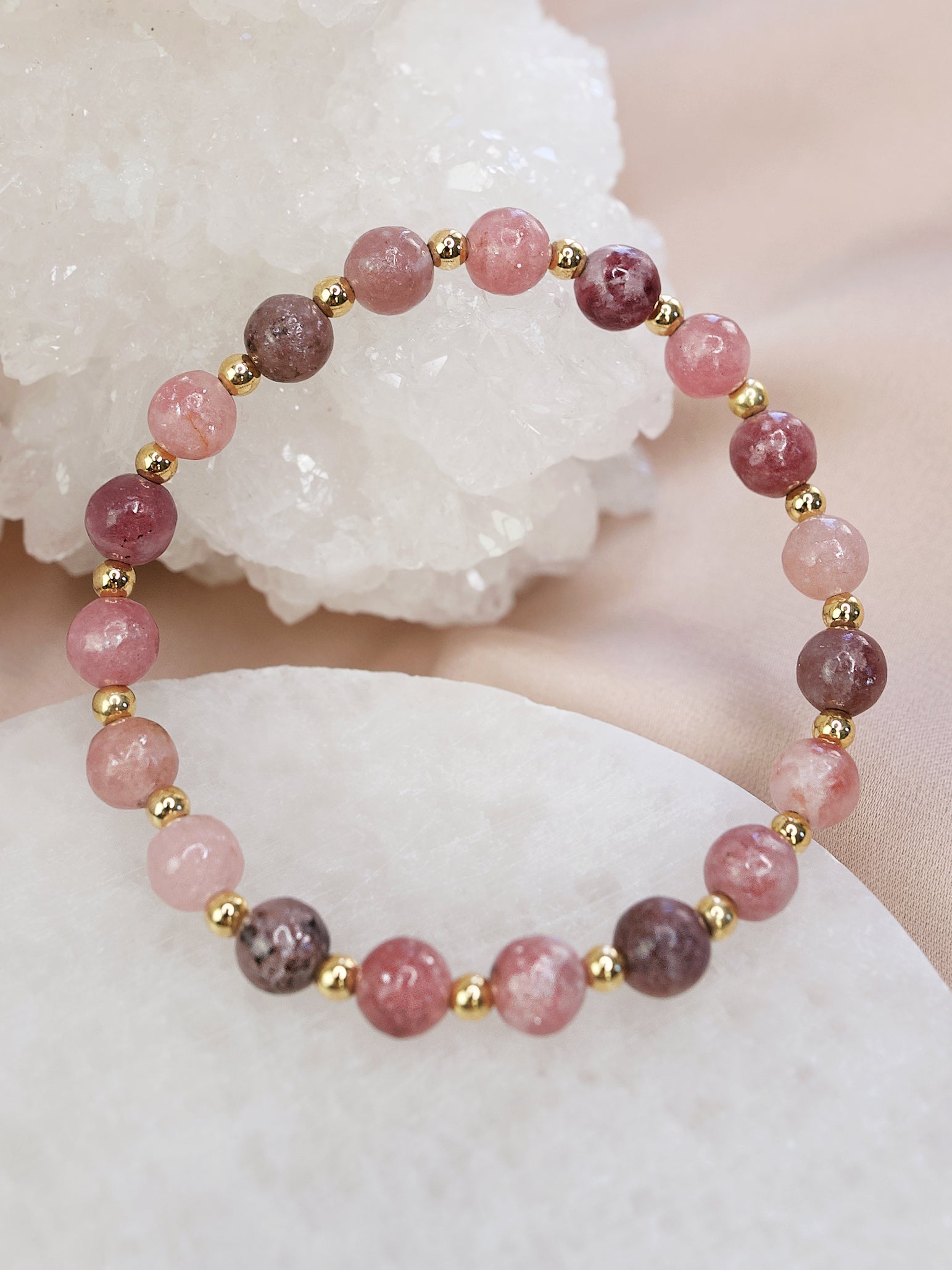 Light Lepidolite Mini Satellite Bracelet