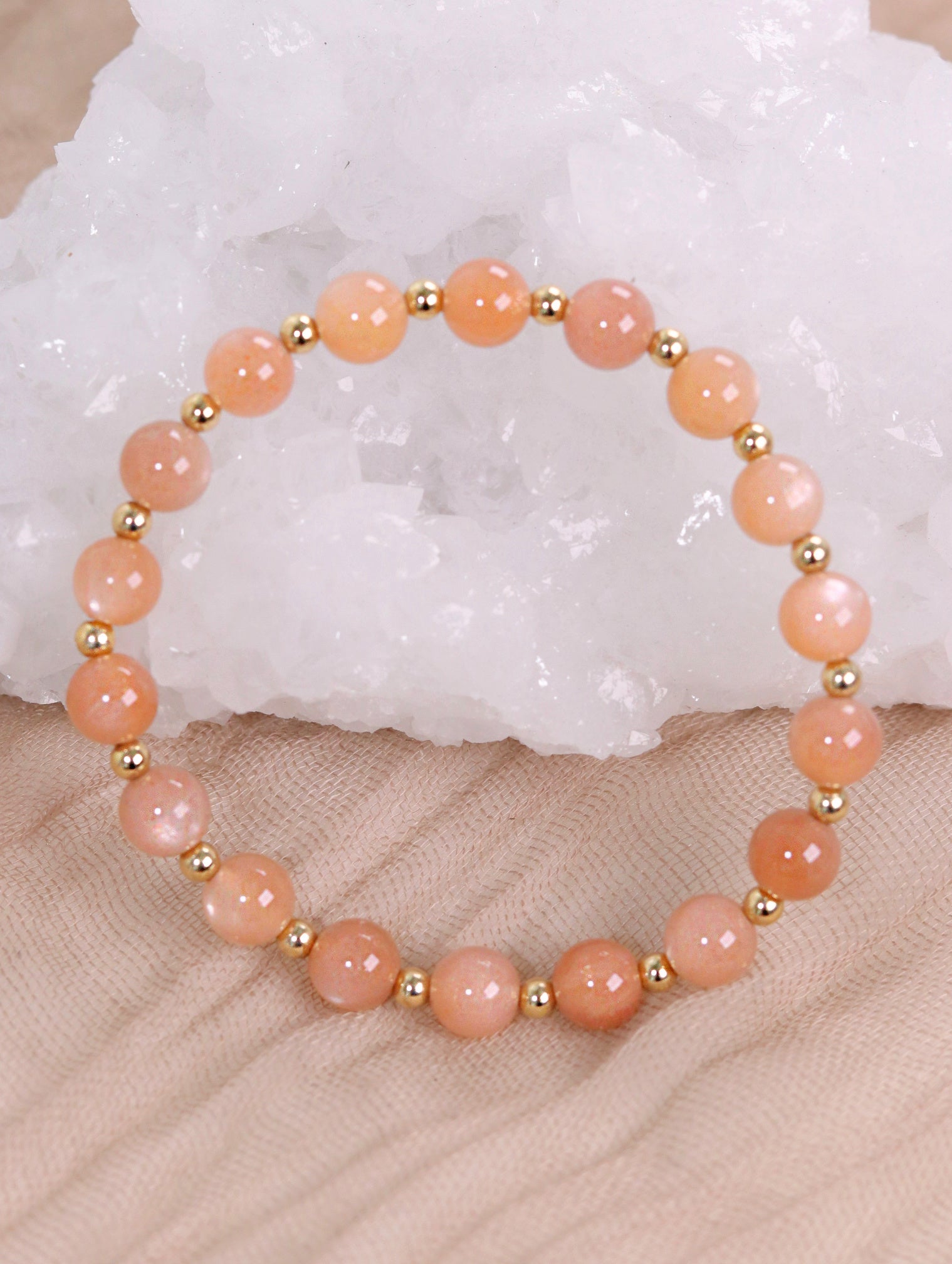 Peach Moonstone Mini Satellite Bracelet