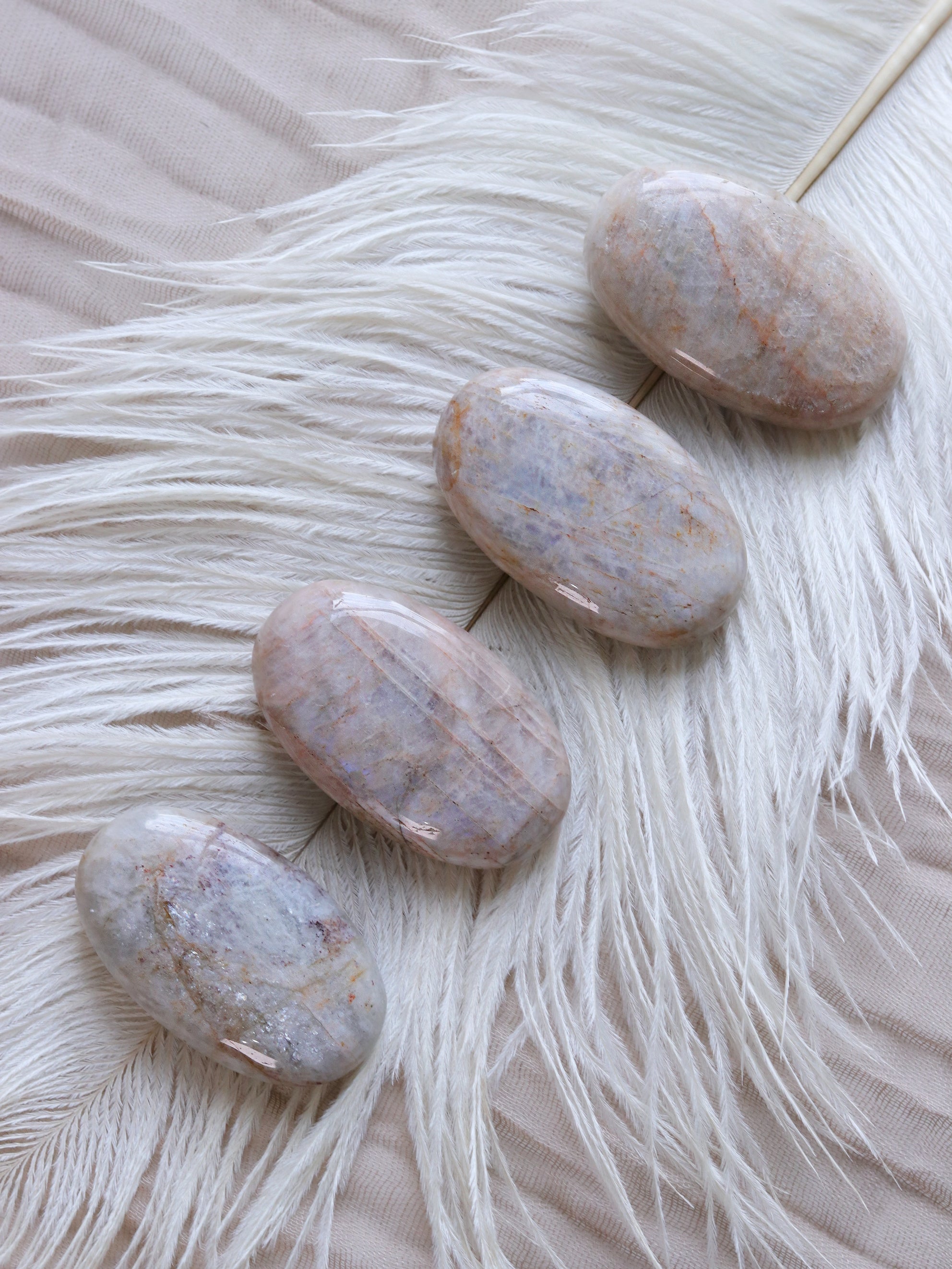 Tan Moonstone Palm Stone