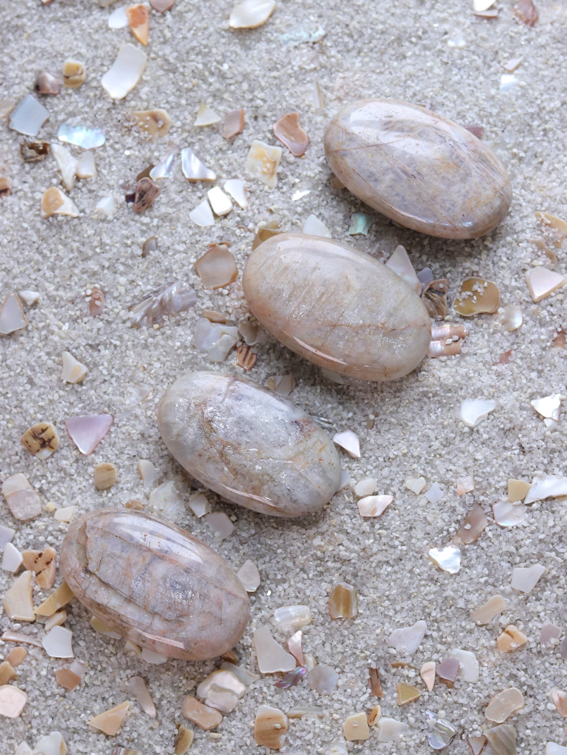 Tan Moonstone Palm Stone