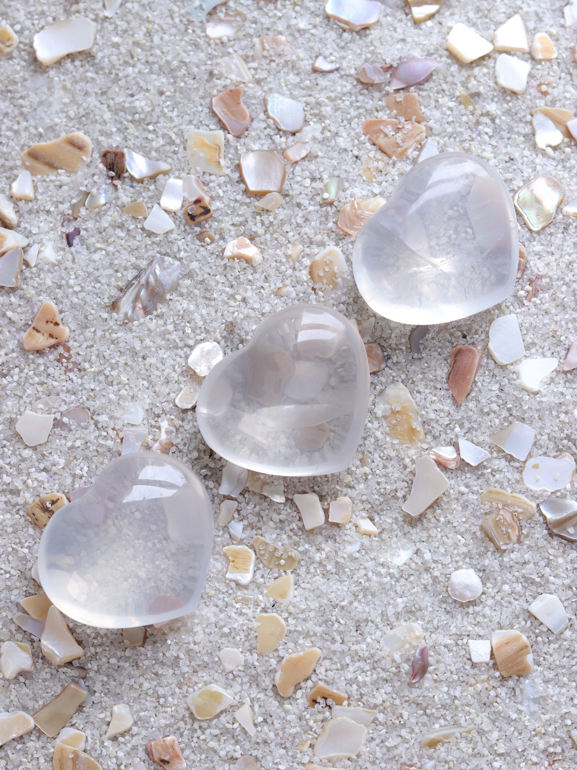 Moon Quartz Heart Palm Stone