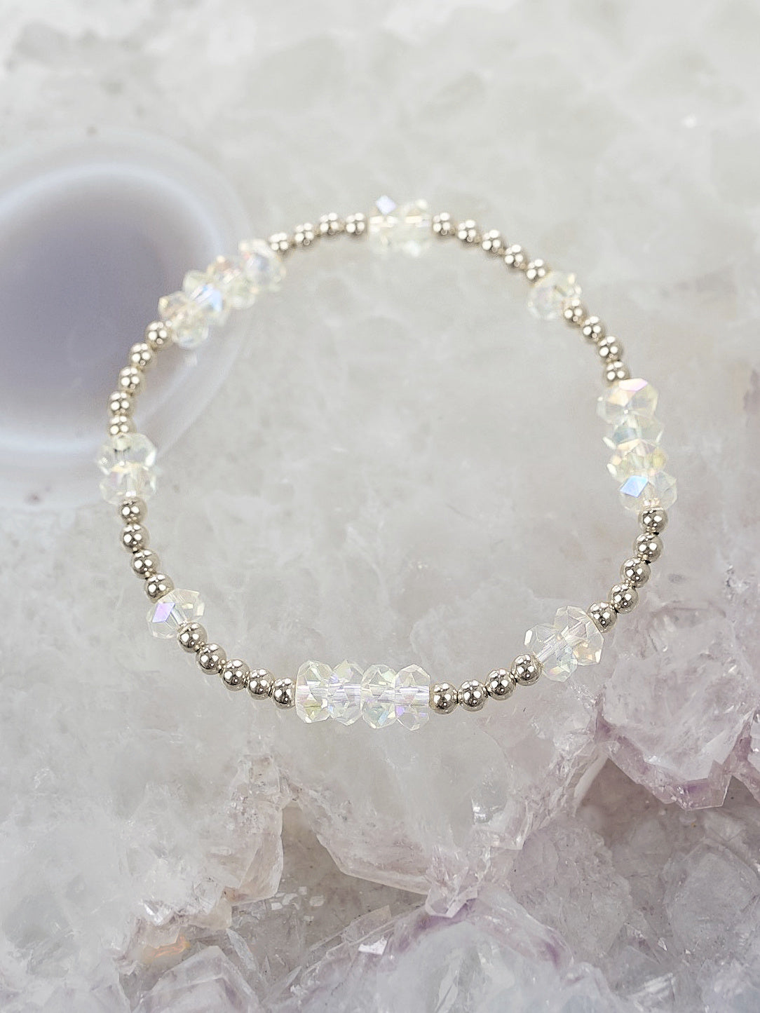 Mermaid Glass Faceted Mini Orbital Bracelet