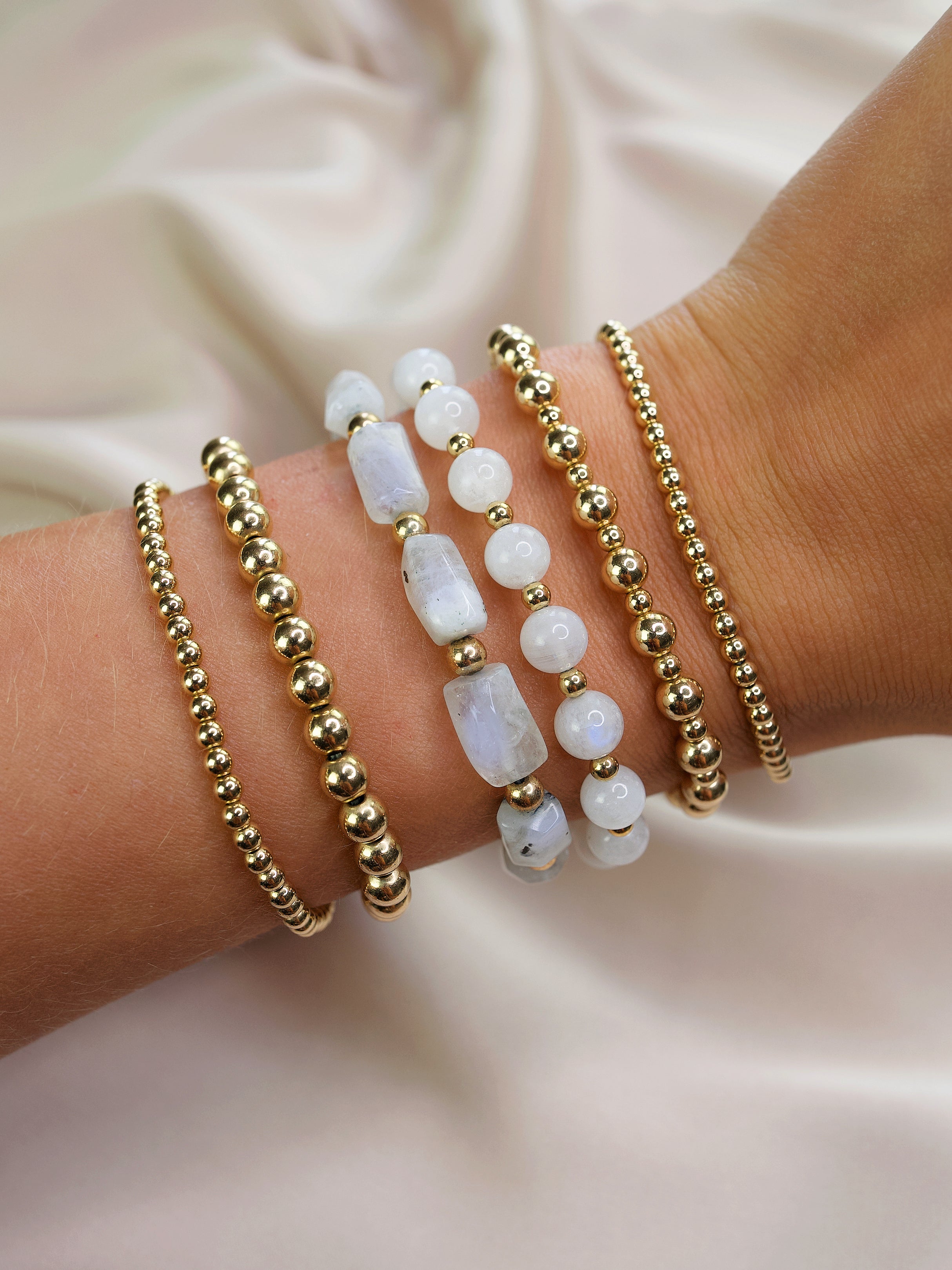 Rainbow Moonstone Mini Satellite Bracelet