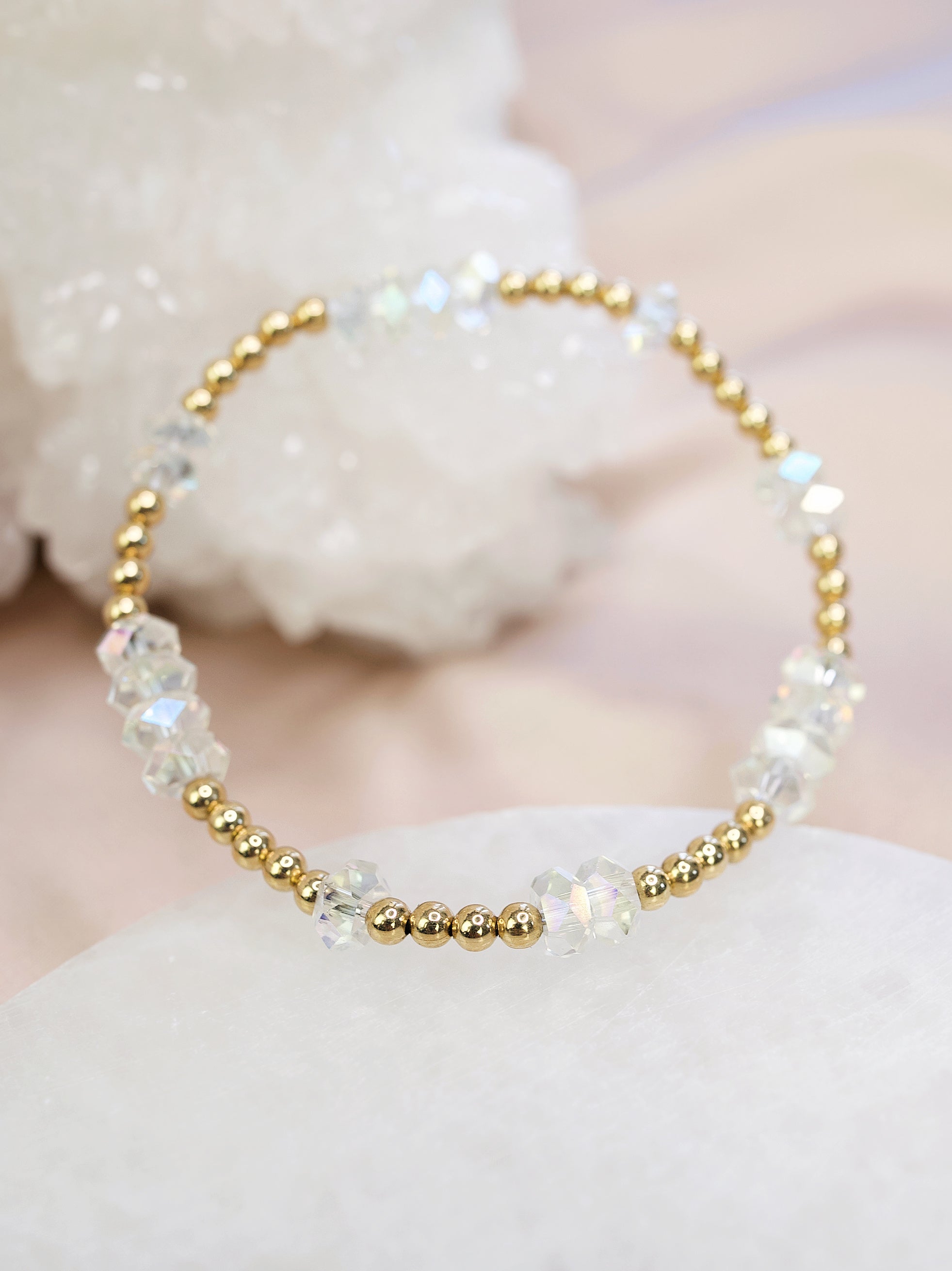 Mermaid Glass Faceted Mini Orbital Bracelet