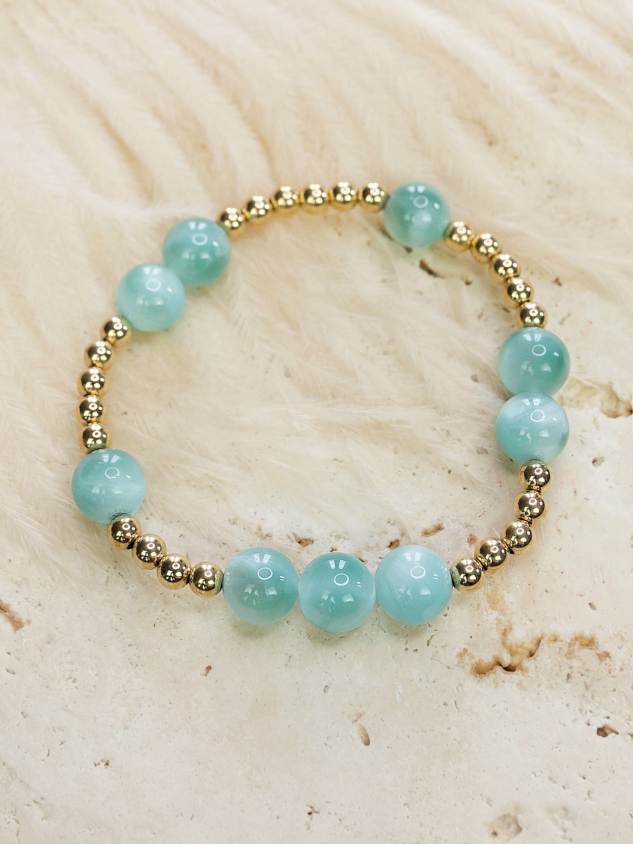 Dark Green Moonstone Orbital Bracelet