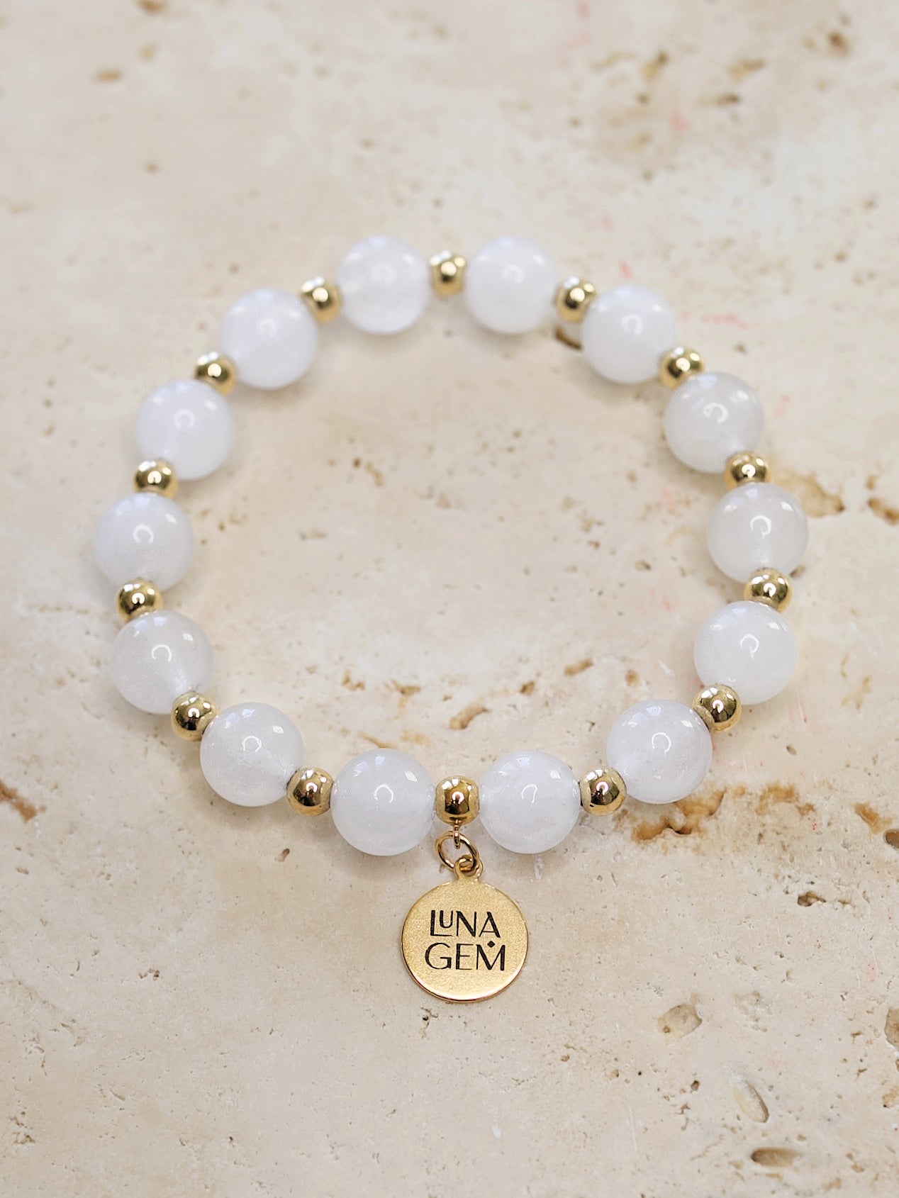 White Jade Charmed Satellite Bracelet