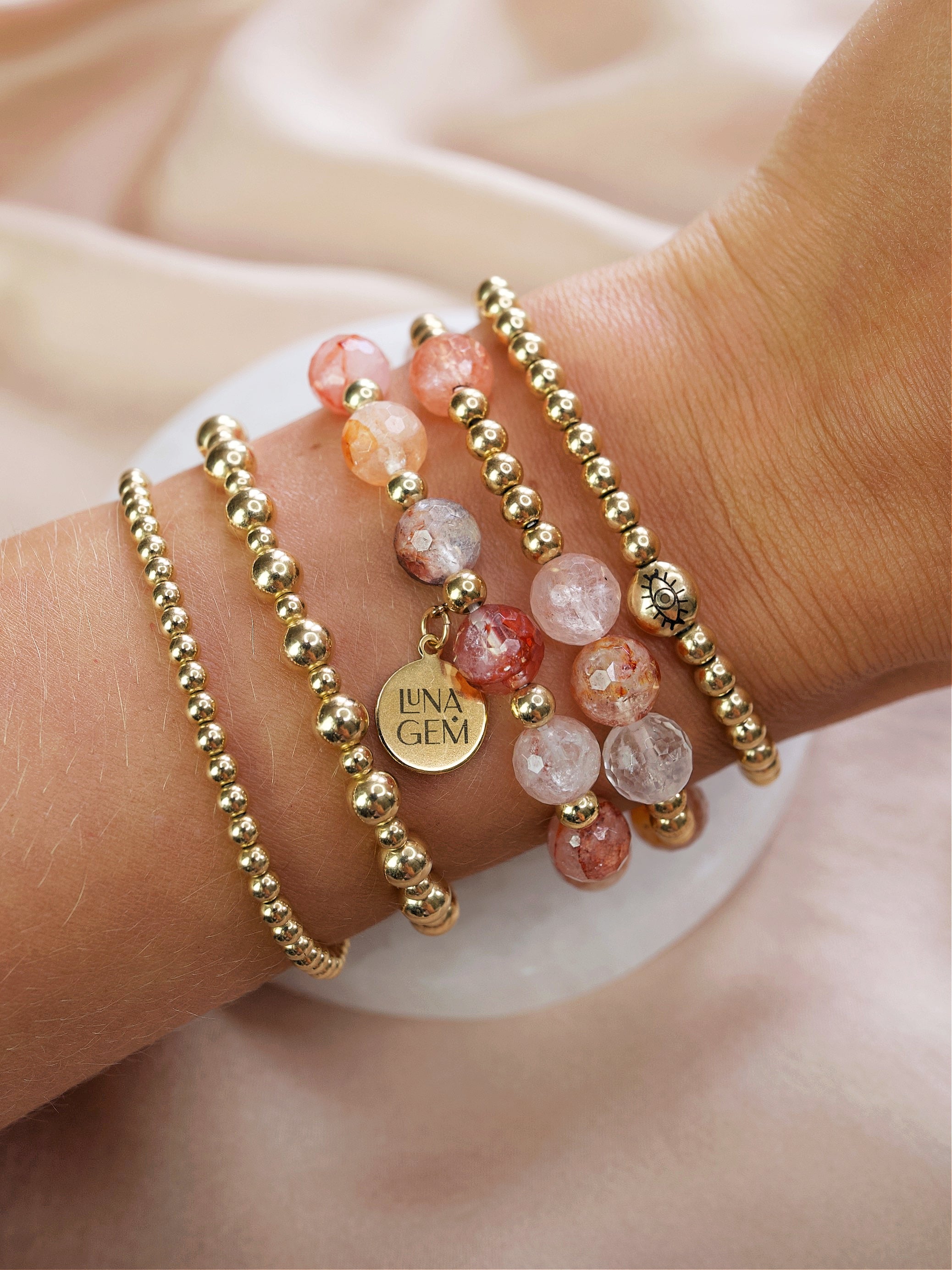 Fire Quartz Faceted Charmed Satellite Bracelet (Limited Edition)
