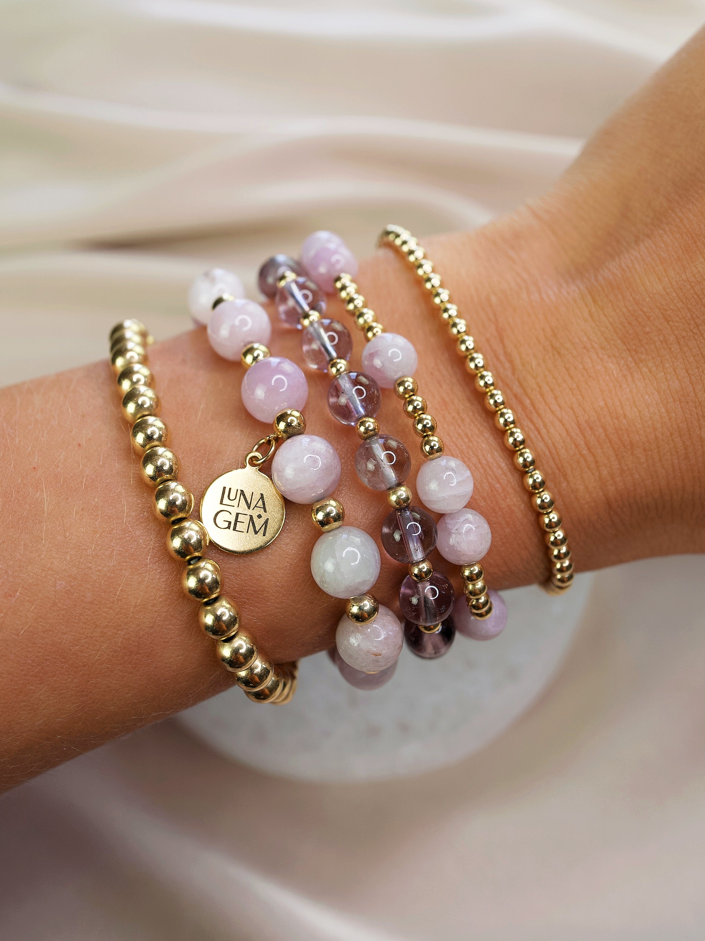 Kunzite Charmed Satellite Bracelet