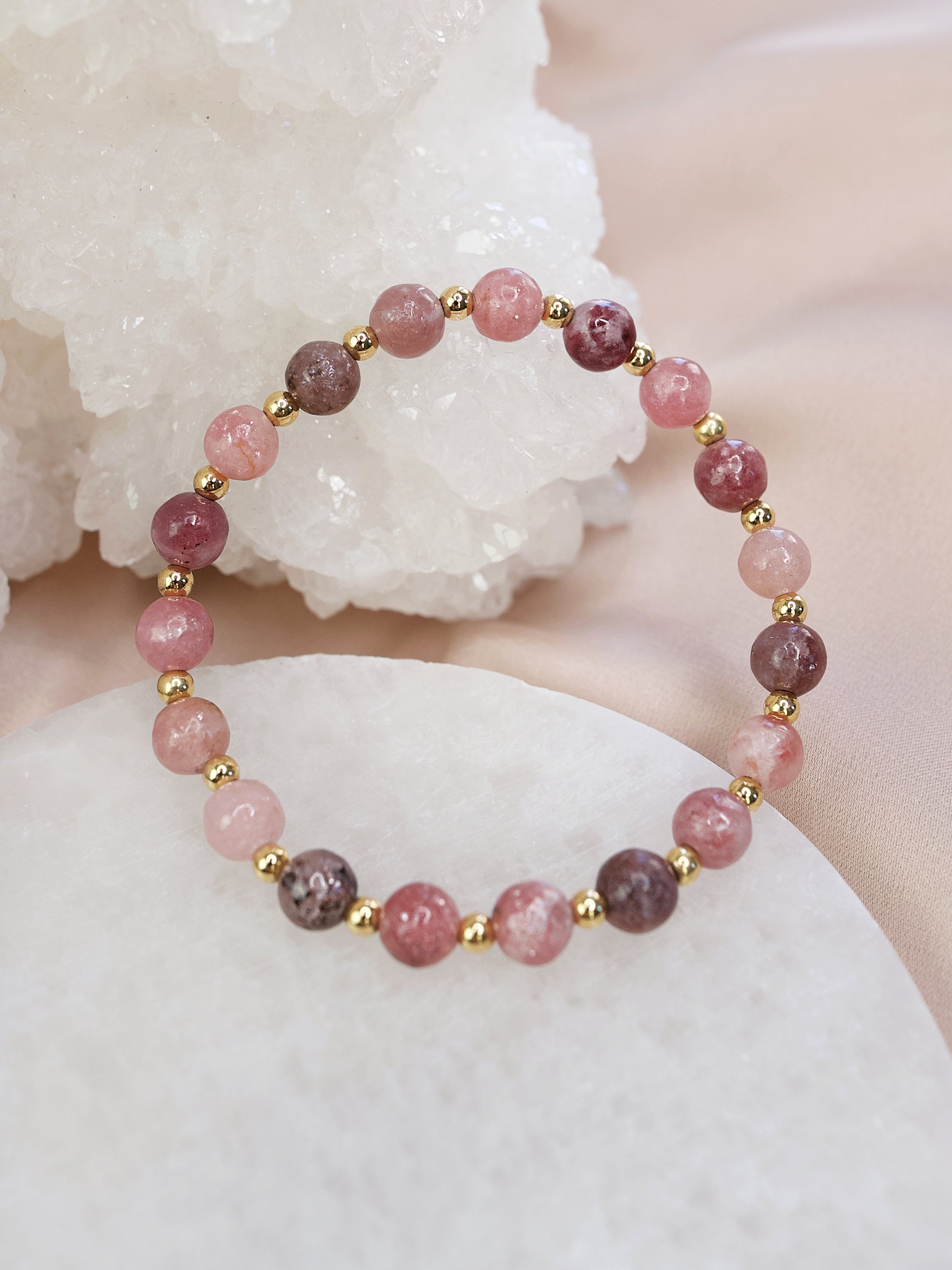 Light Lepidolite Mini Satellite Bracelet
