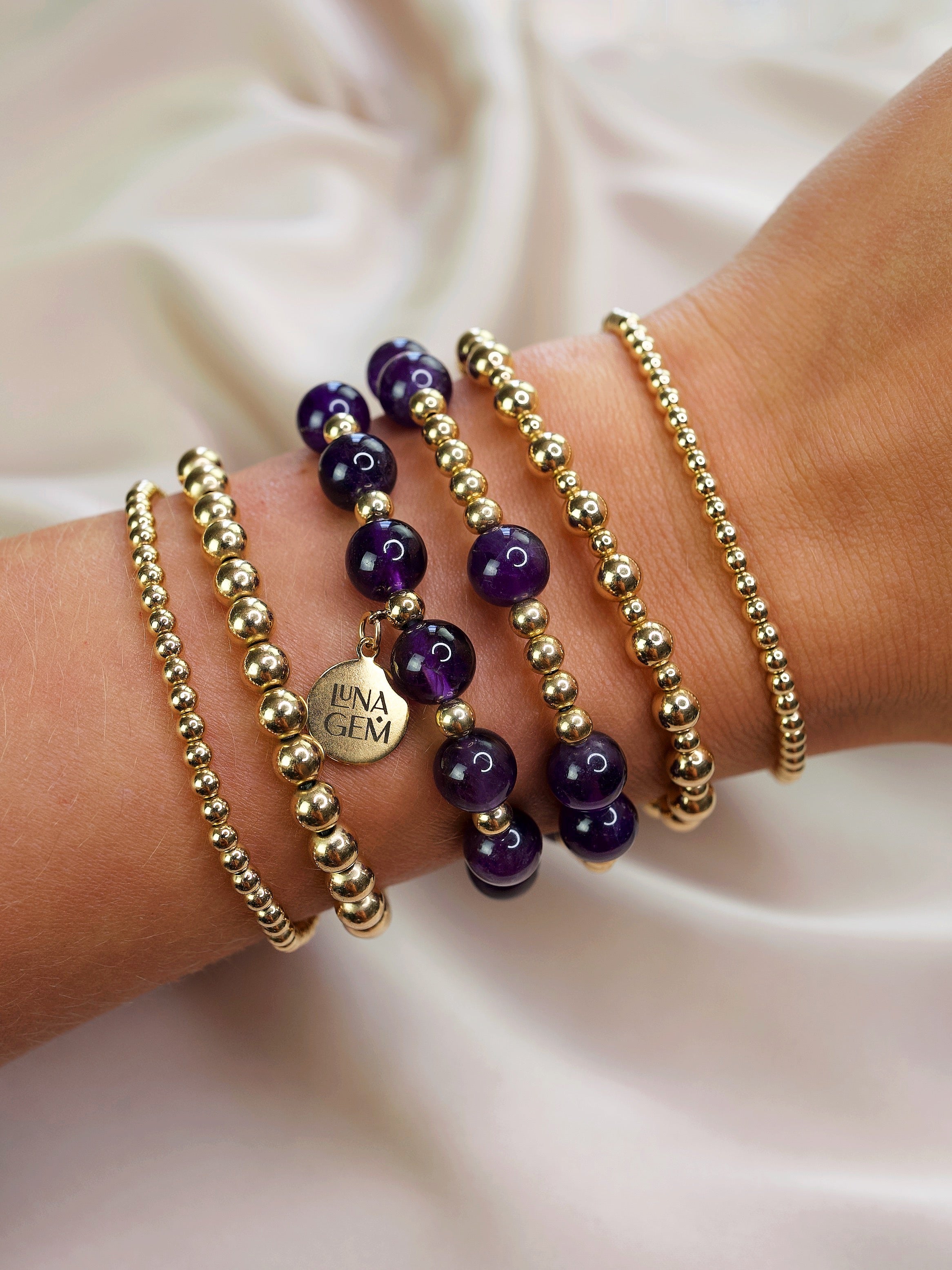Amethyst Charmed Satellite Bracelet