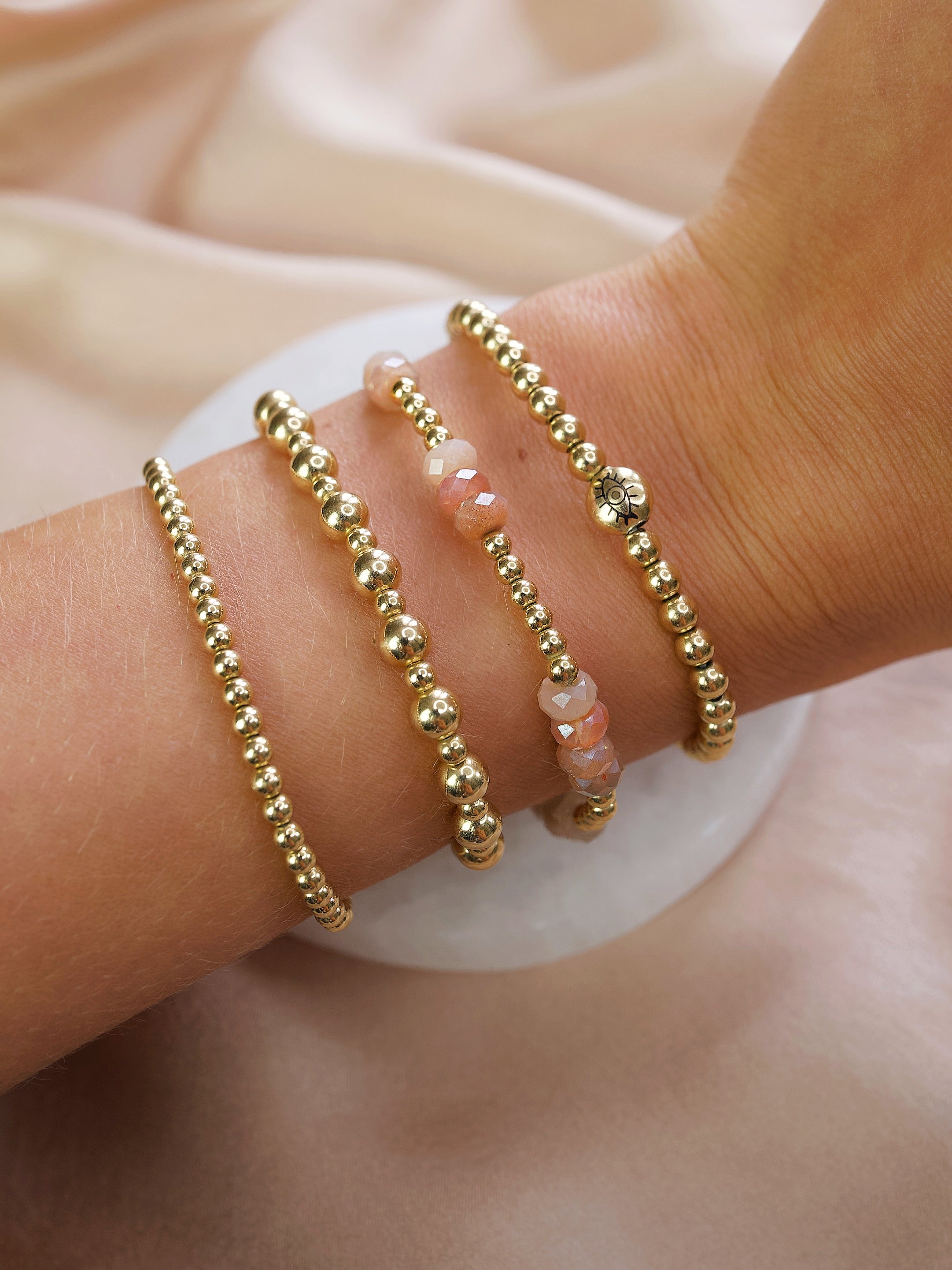 Peach Moonstone Faceted Mini Orbital Bracelet (Limited Edition)