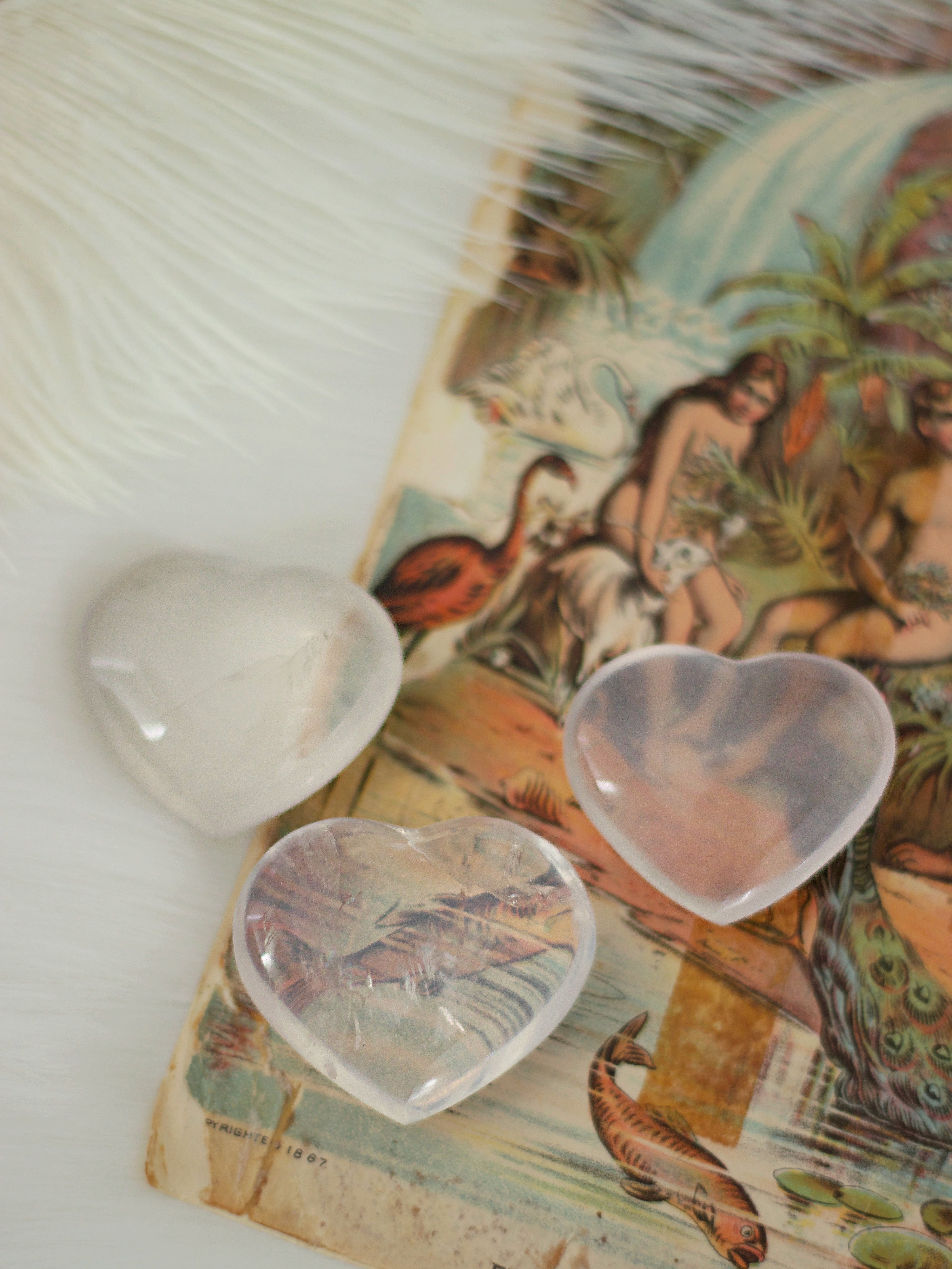 Moon Quartz Heart Palm Stone