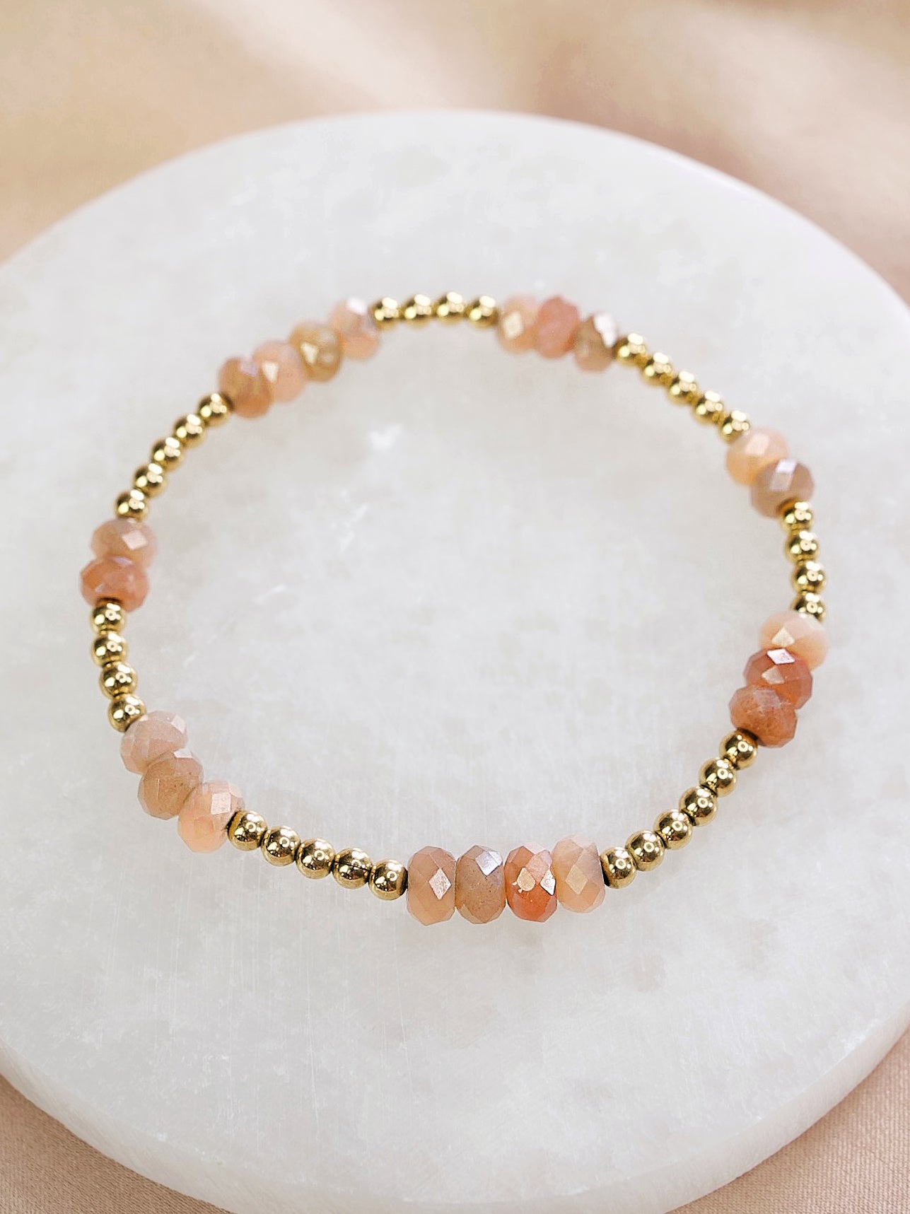 Peach Moonstone Faceted Mini Orbital Bracelet (Limited Edition)