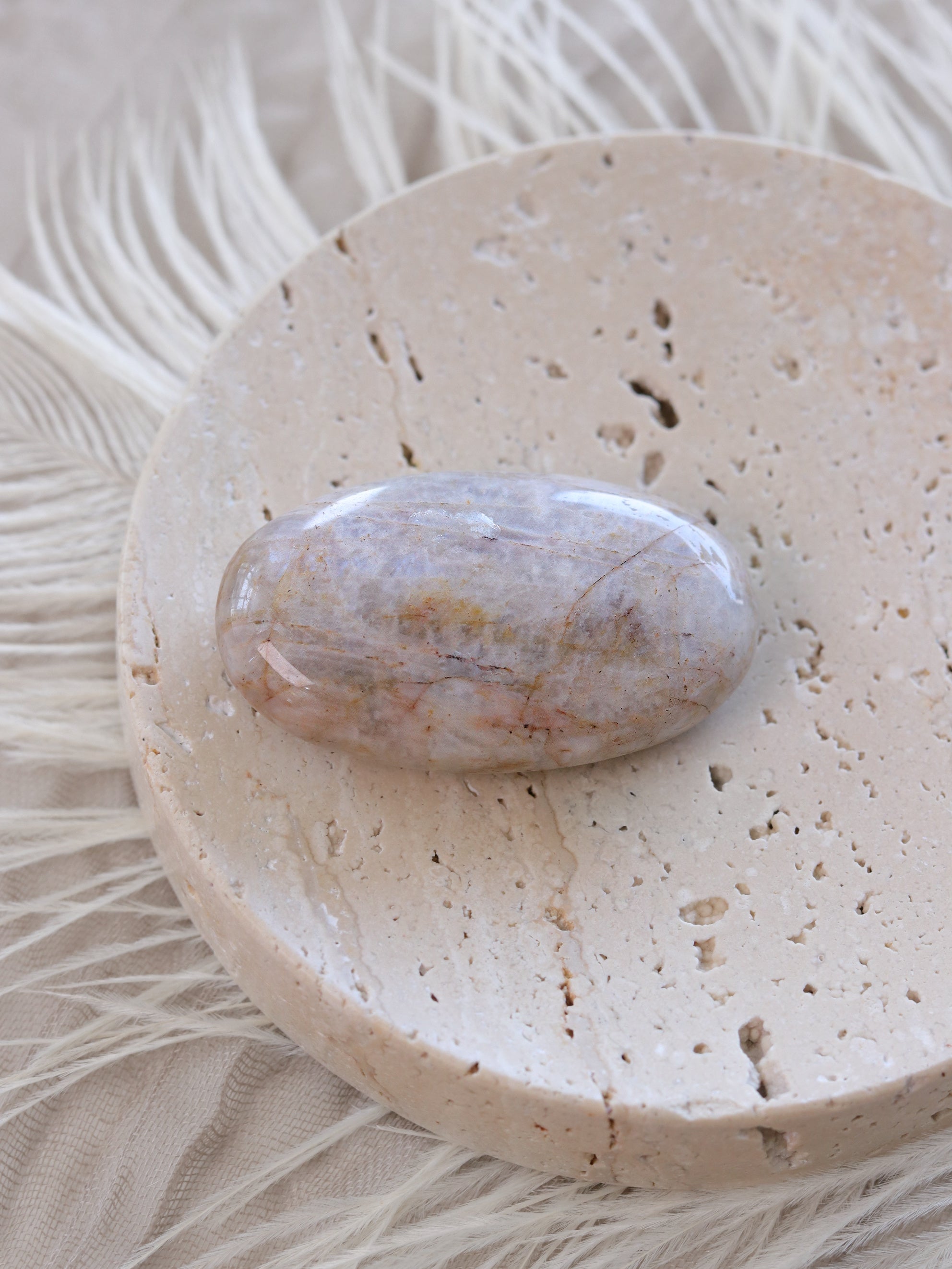 Tan Moonstone Palm Stone