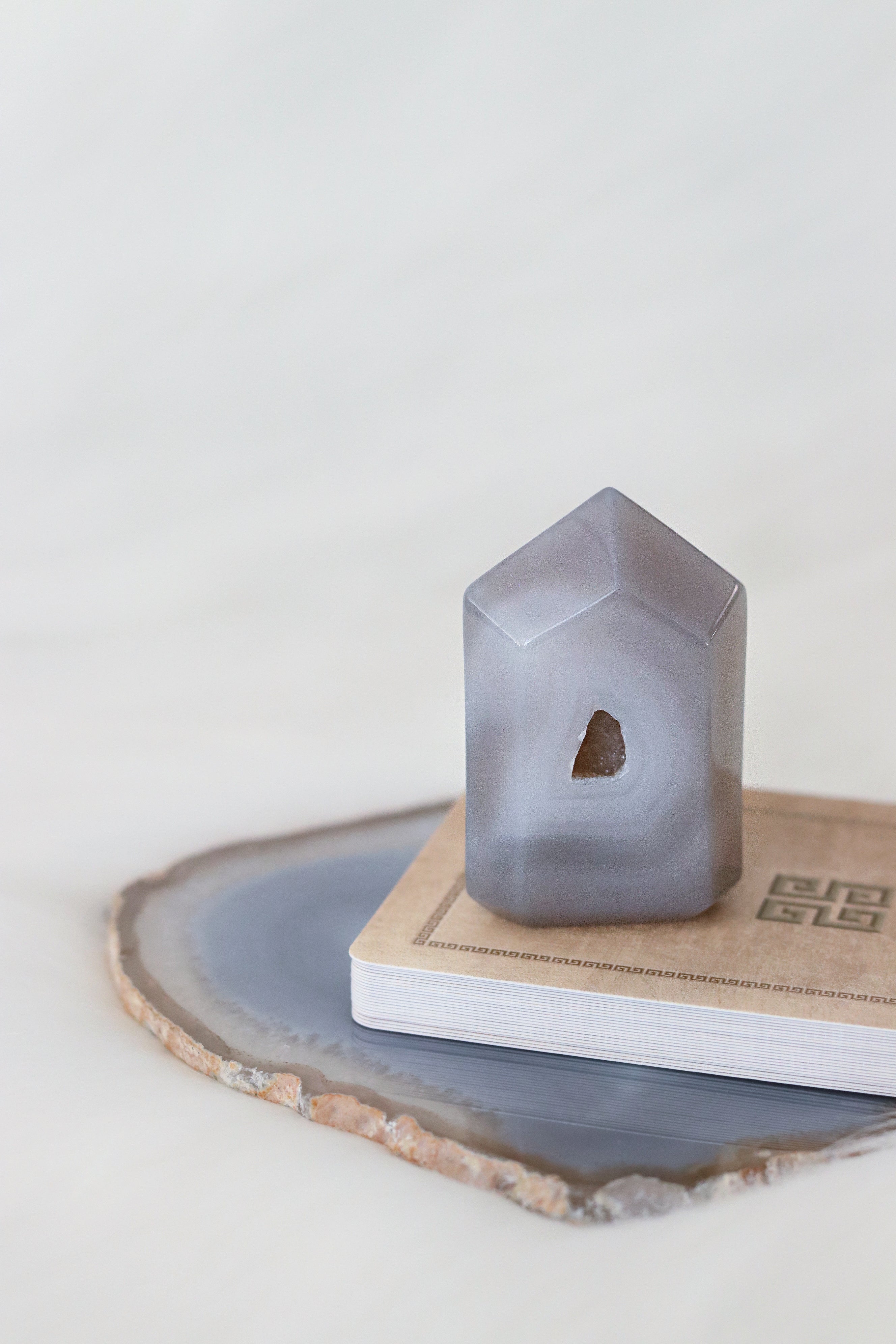 Blue Banded Agate Geode Tower