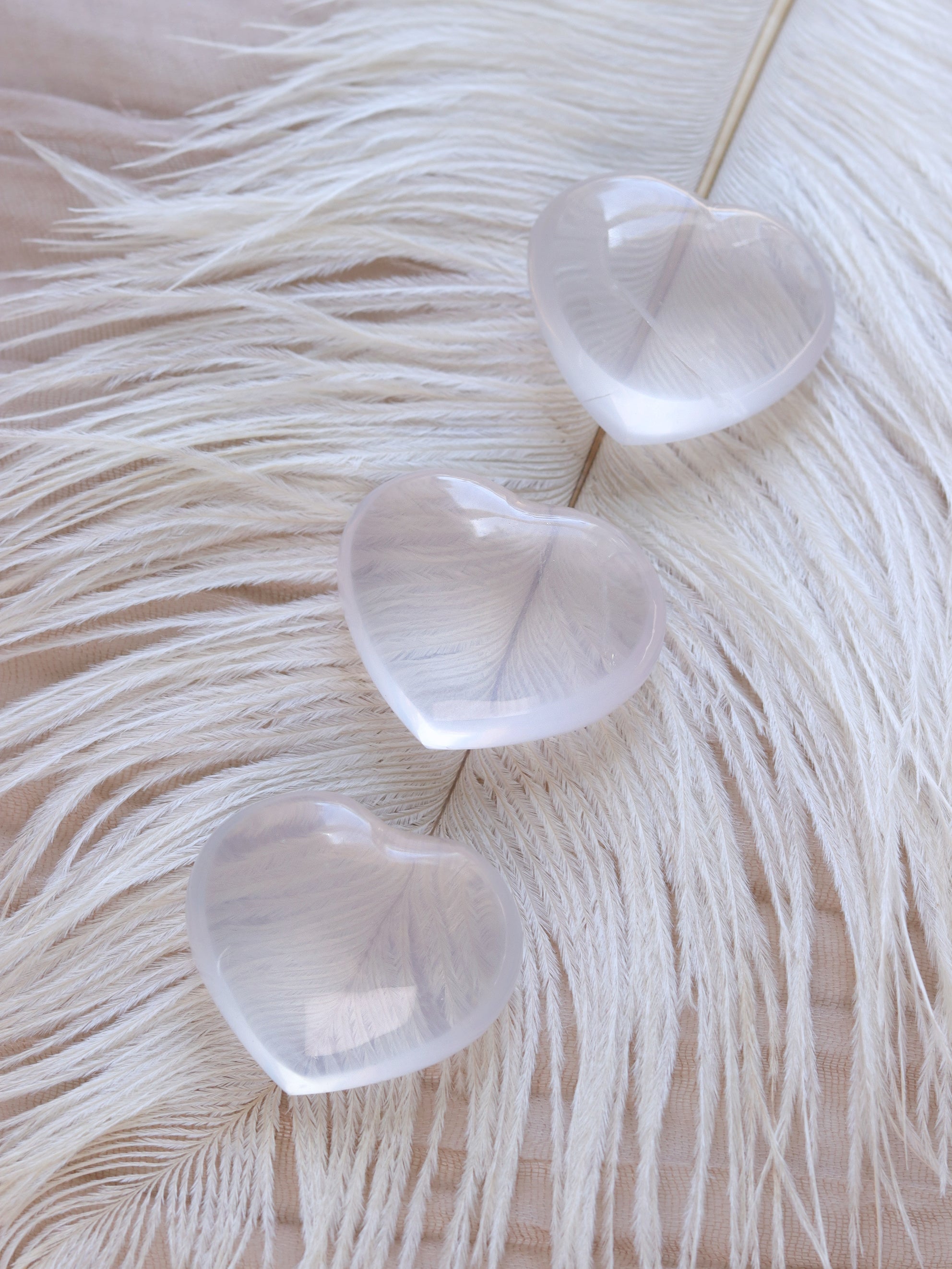 Moon Quartz Heart Palm Stone
