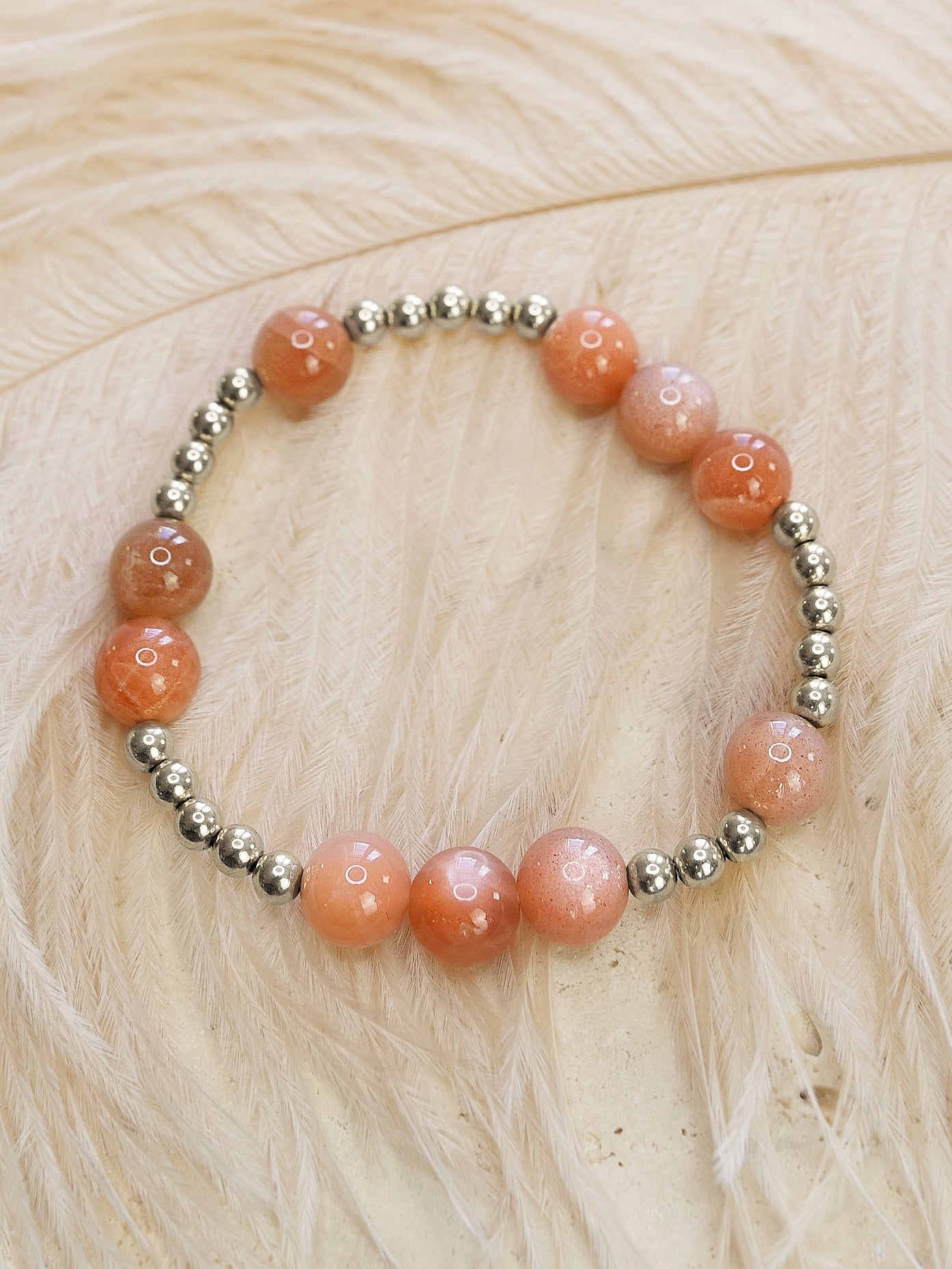 Peach Moonstone Orbital Bracelet