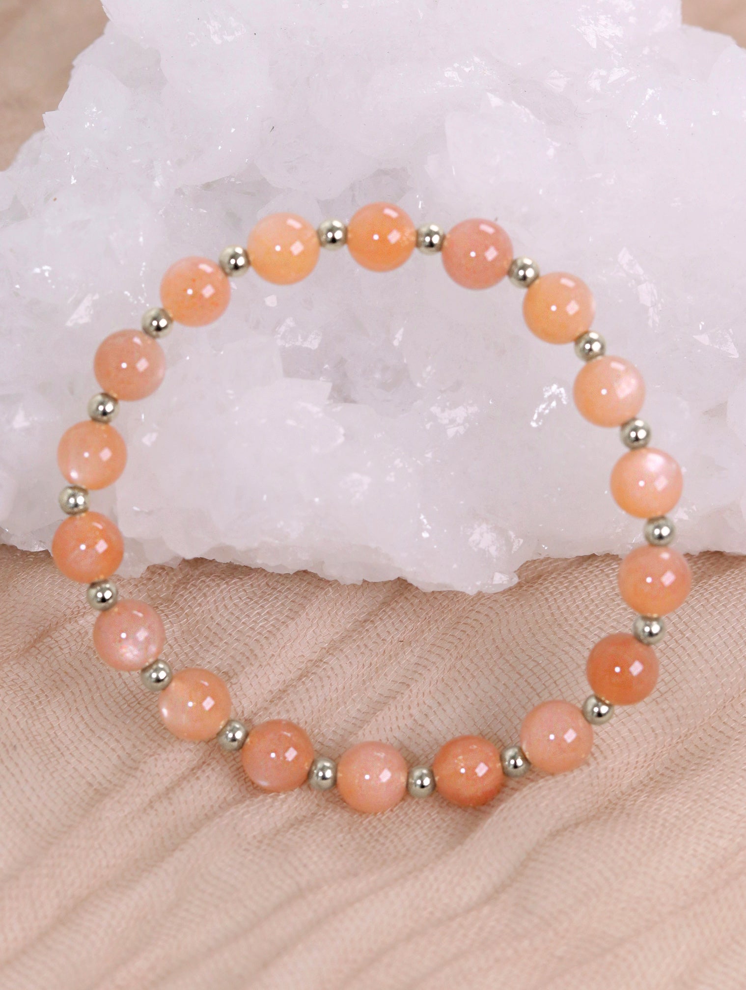 Peach Moonstone Mini Satellite Bracelet