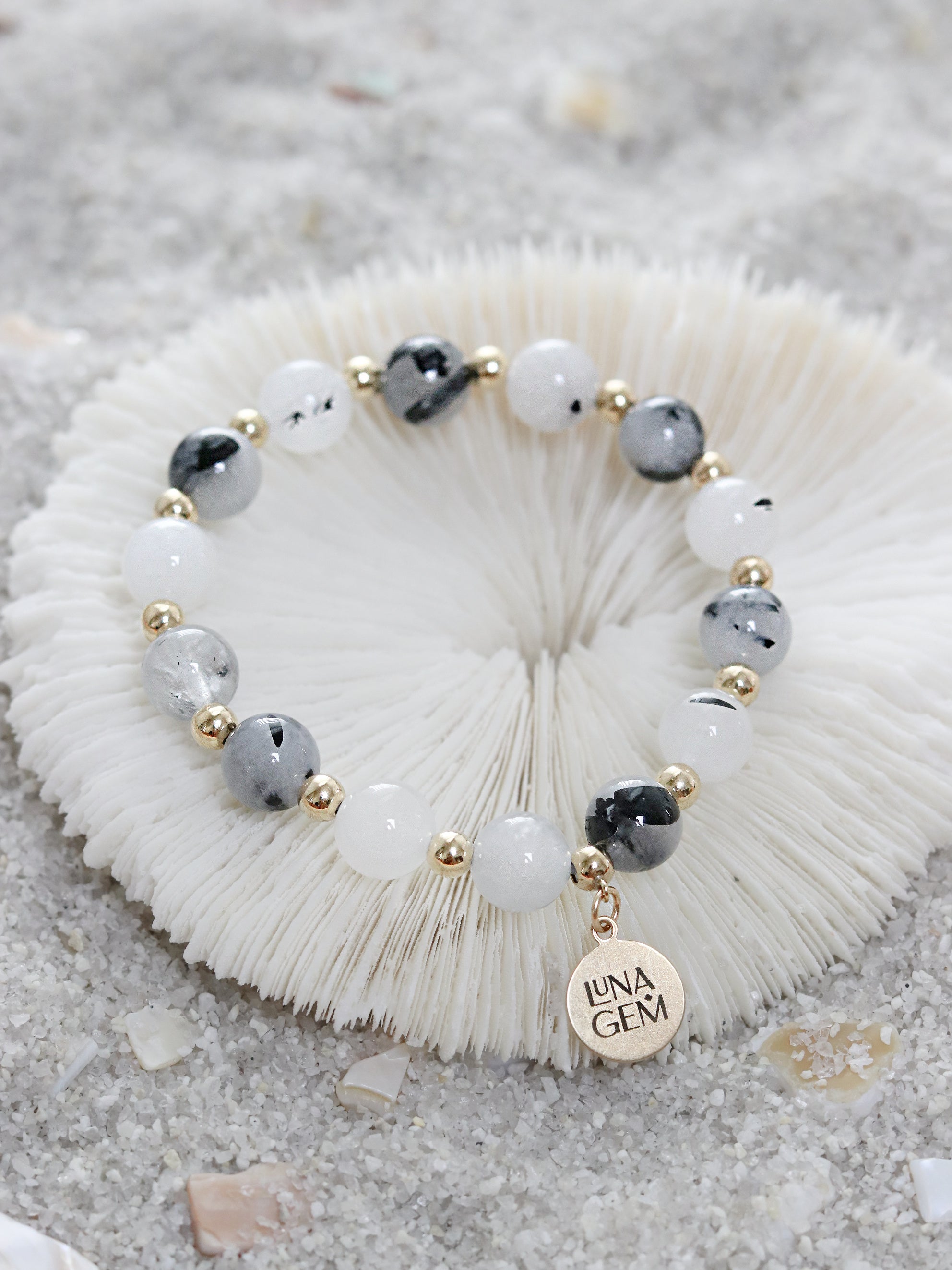 Tourmalinated Quartz Charmed Satellite Bracelet