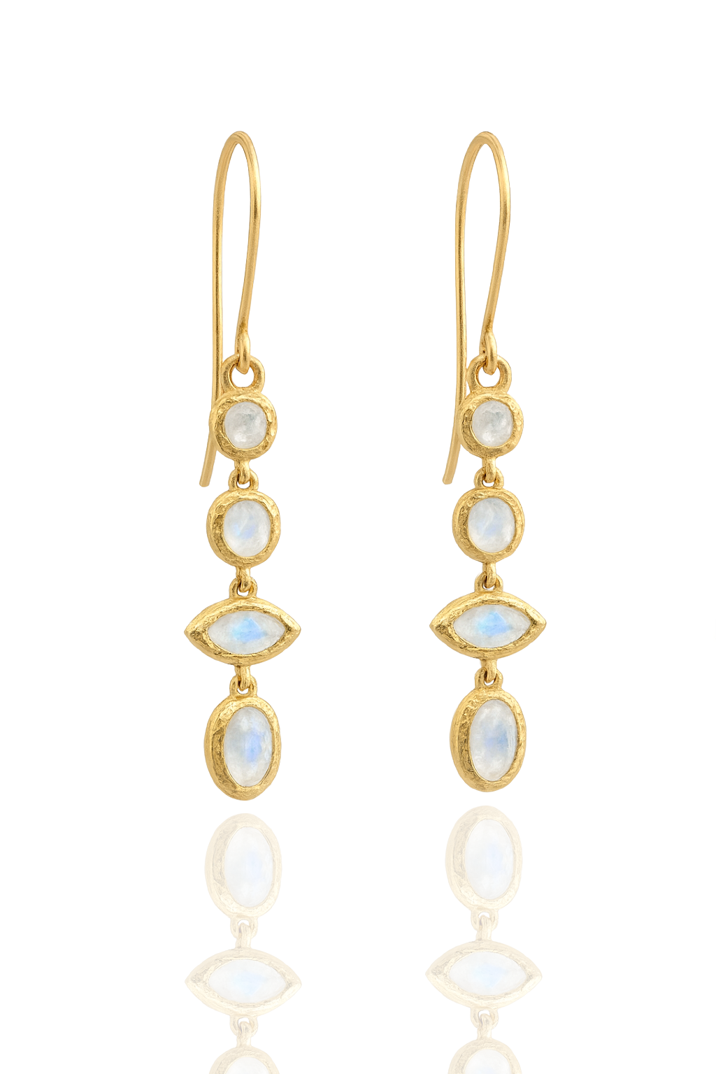 Hammered Rainbow Moonstone Earrings